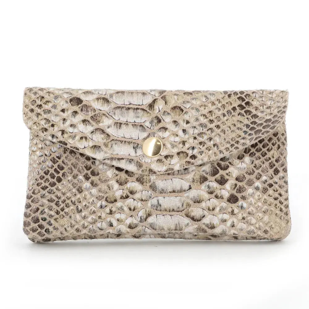 Porte-monnaie mi-long femme python Taupe main image