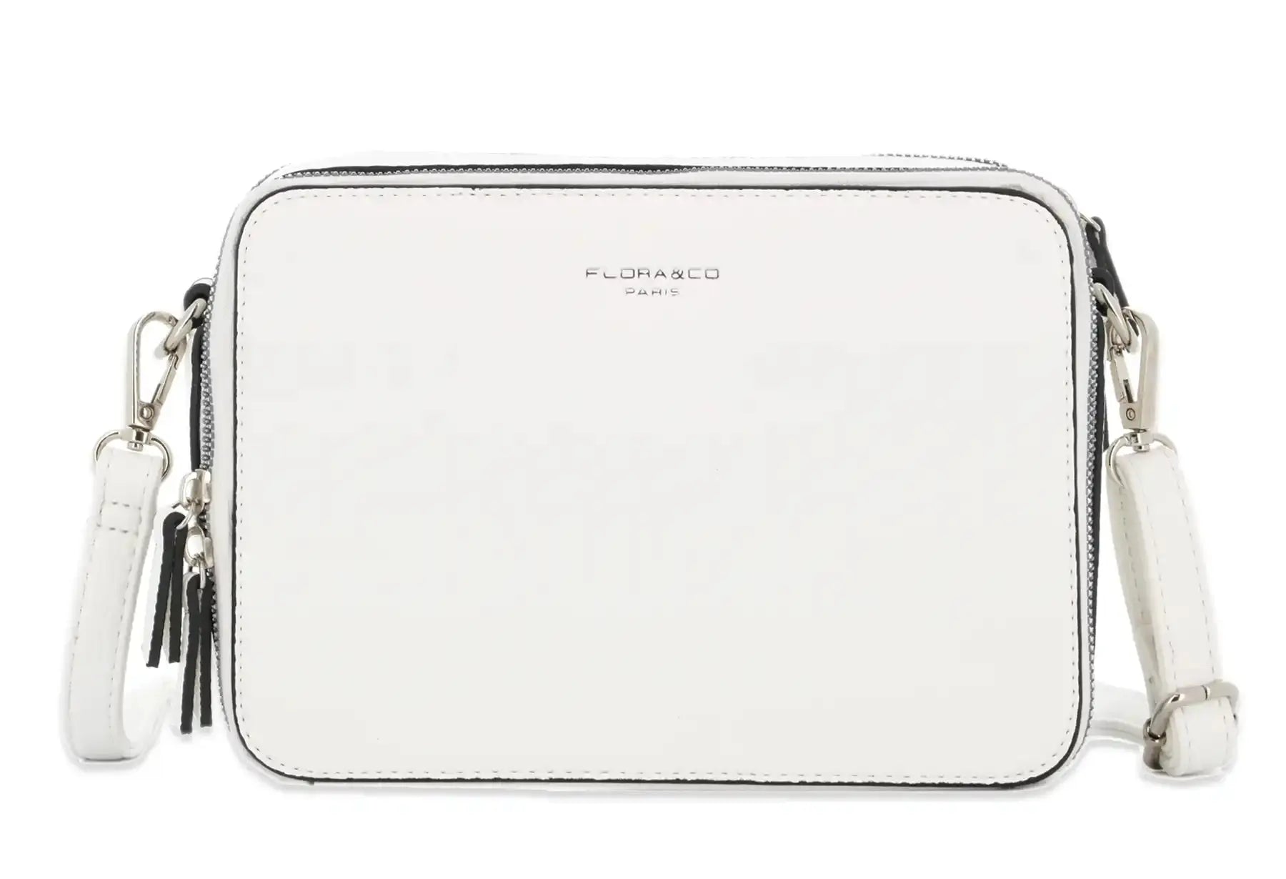 Flora & co Sac caméra bandoulière femme 2 zip blanc