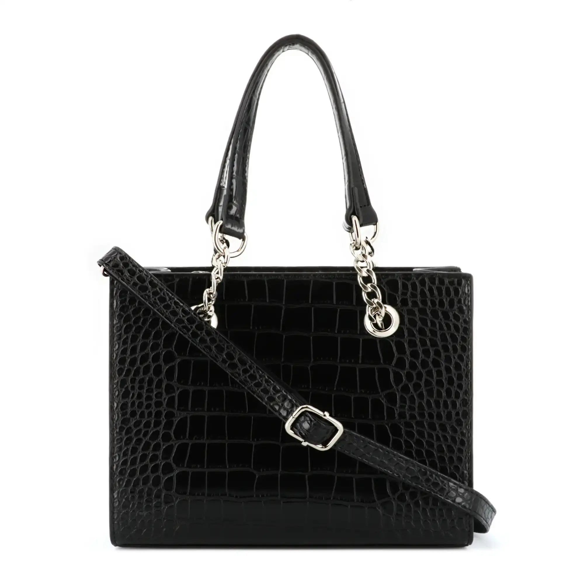 Flora & co Sac à main bandoulière chaîne croco noir