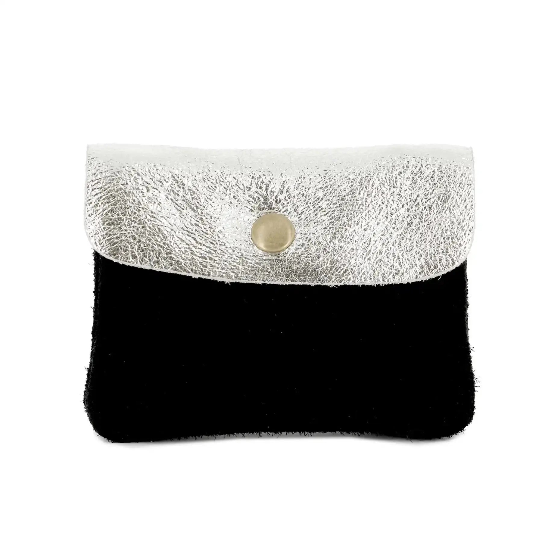 Made in Italy Porte-monnaie cartes cuir suède irisé 043 noir