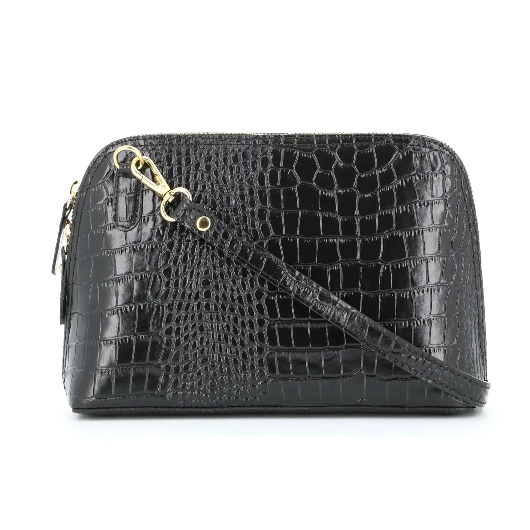 Made in Italy Sac dôme bandoulière femme cuir noir