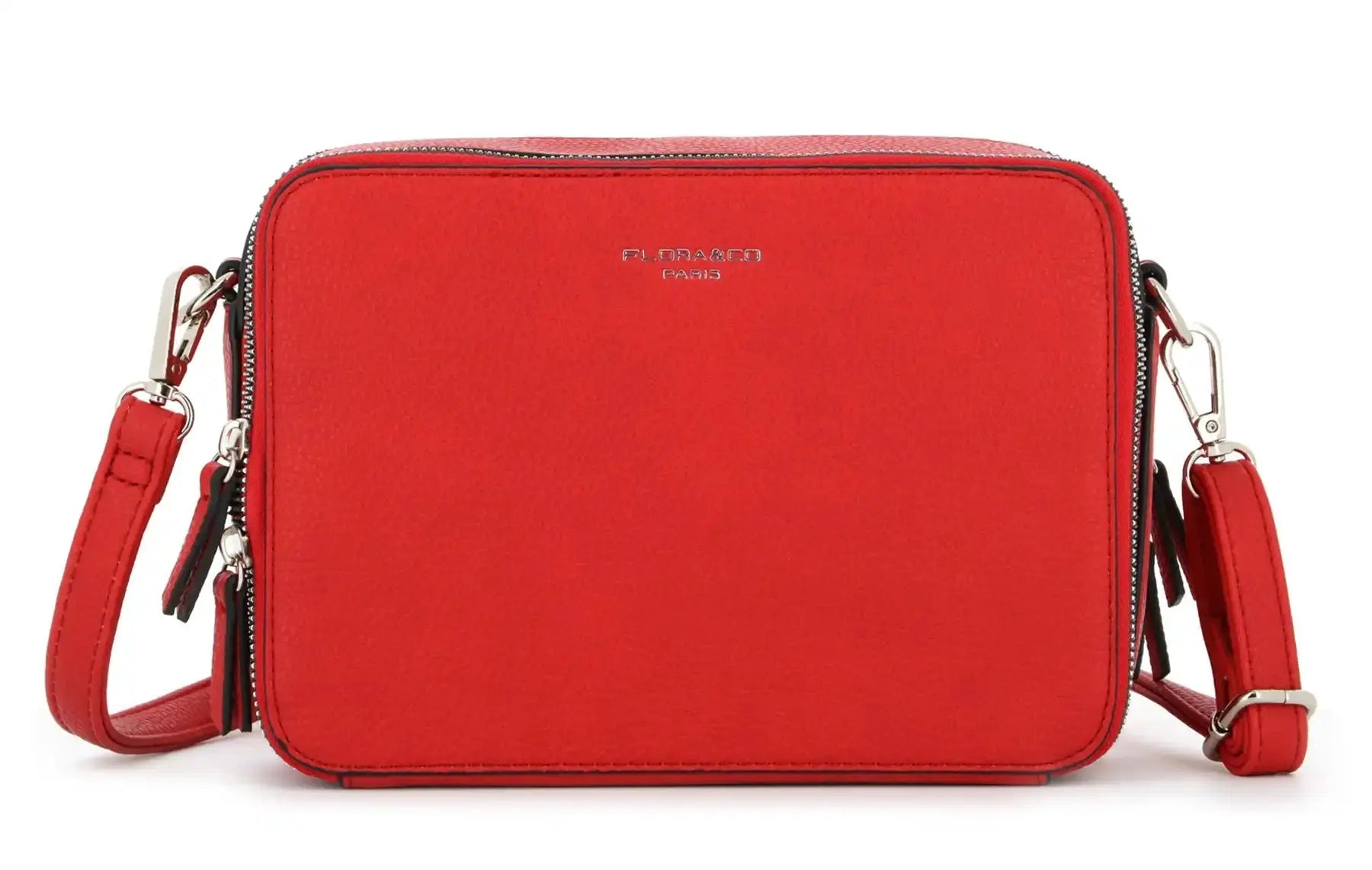 Flora & co Sac caméra bandoulière femme 2 zip rouge