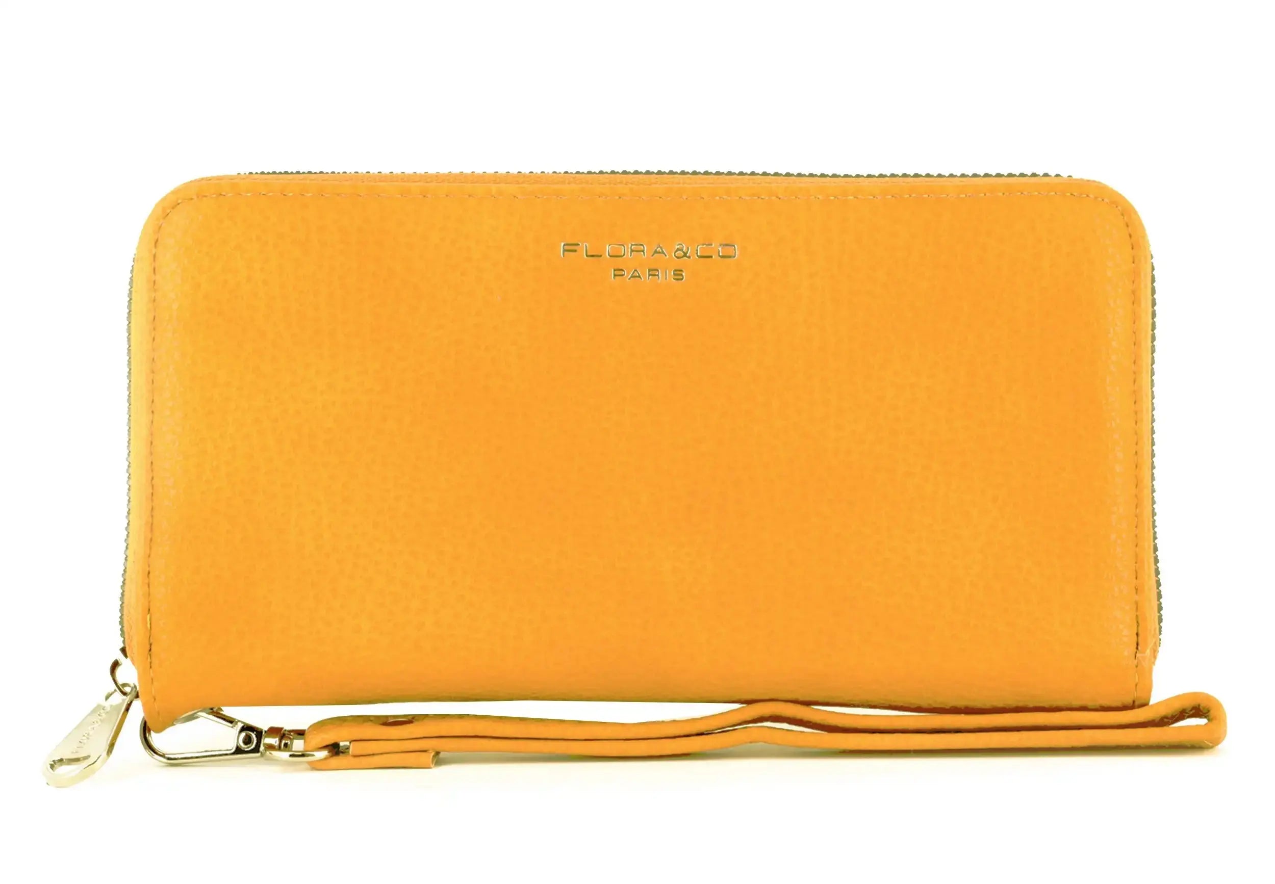 Flora & co Portefeuille femme tout-en-un grainé moutarde