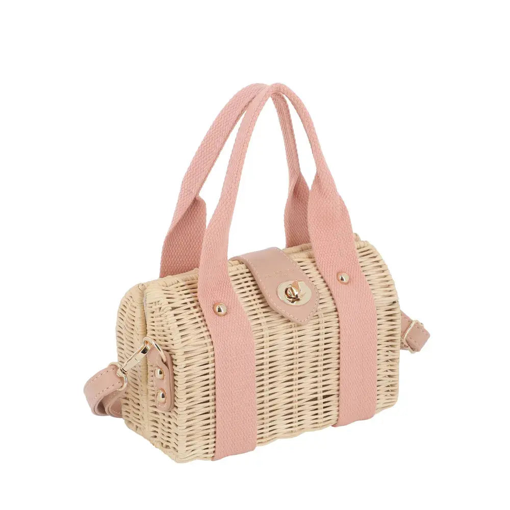 Petit sac bandoulière estival en paille  Rose Flora & co