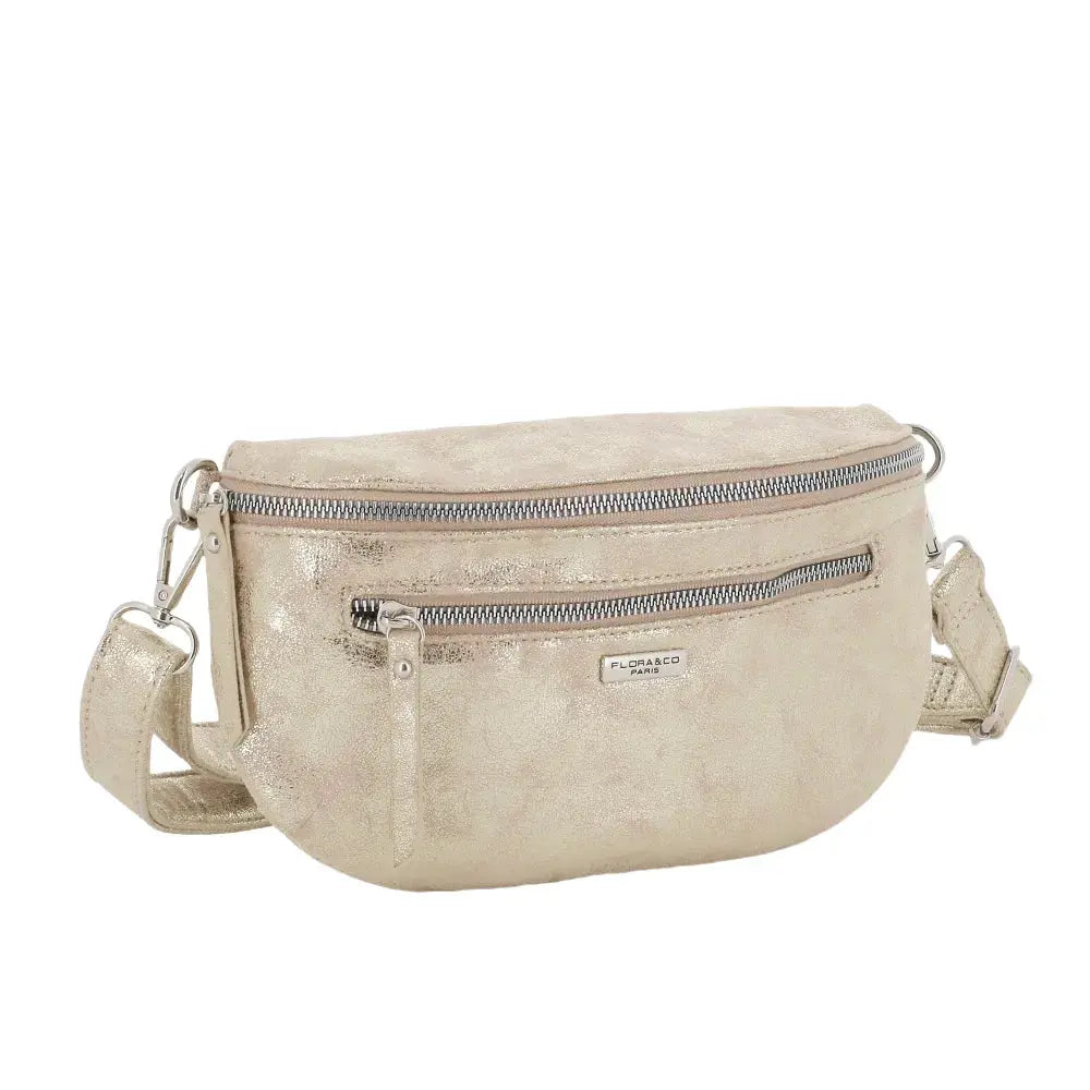 Sac banane bandoulière suédine Or Clair Flora & co