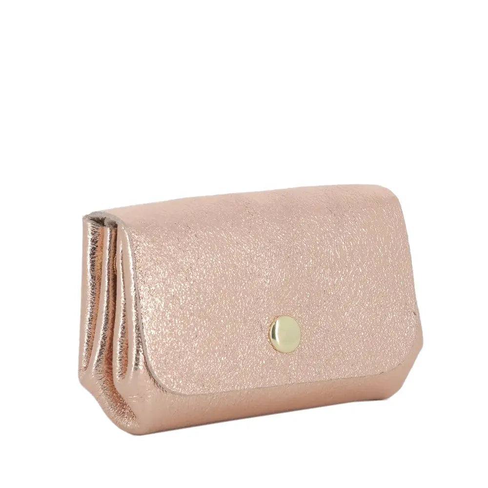 Porte-monnaie cuir souple irisé 04 or rose Made in Italy