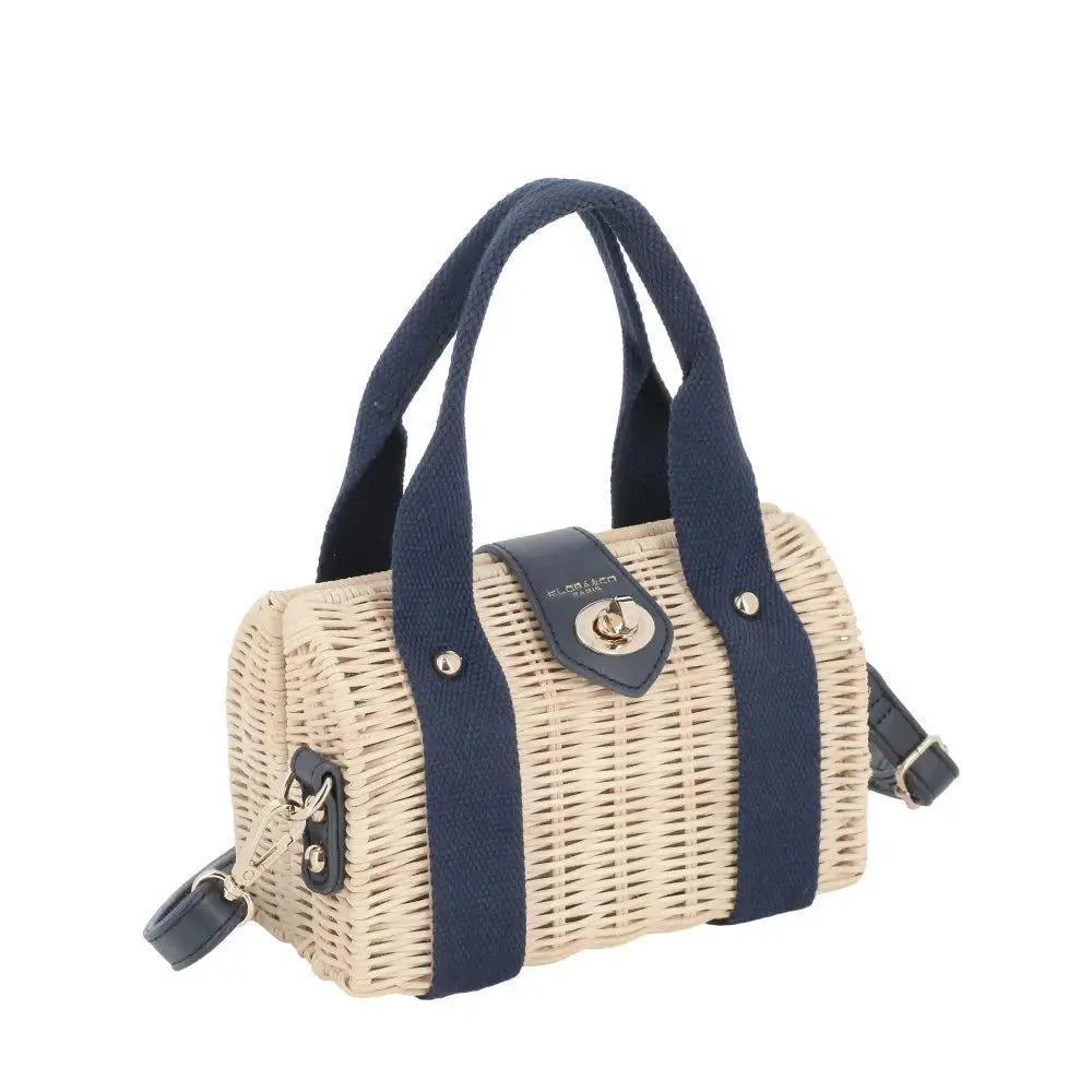 Petit sac bandoulière estival en paille  Bleu Flora & co