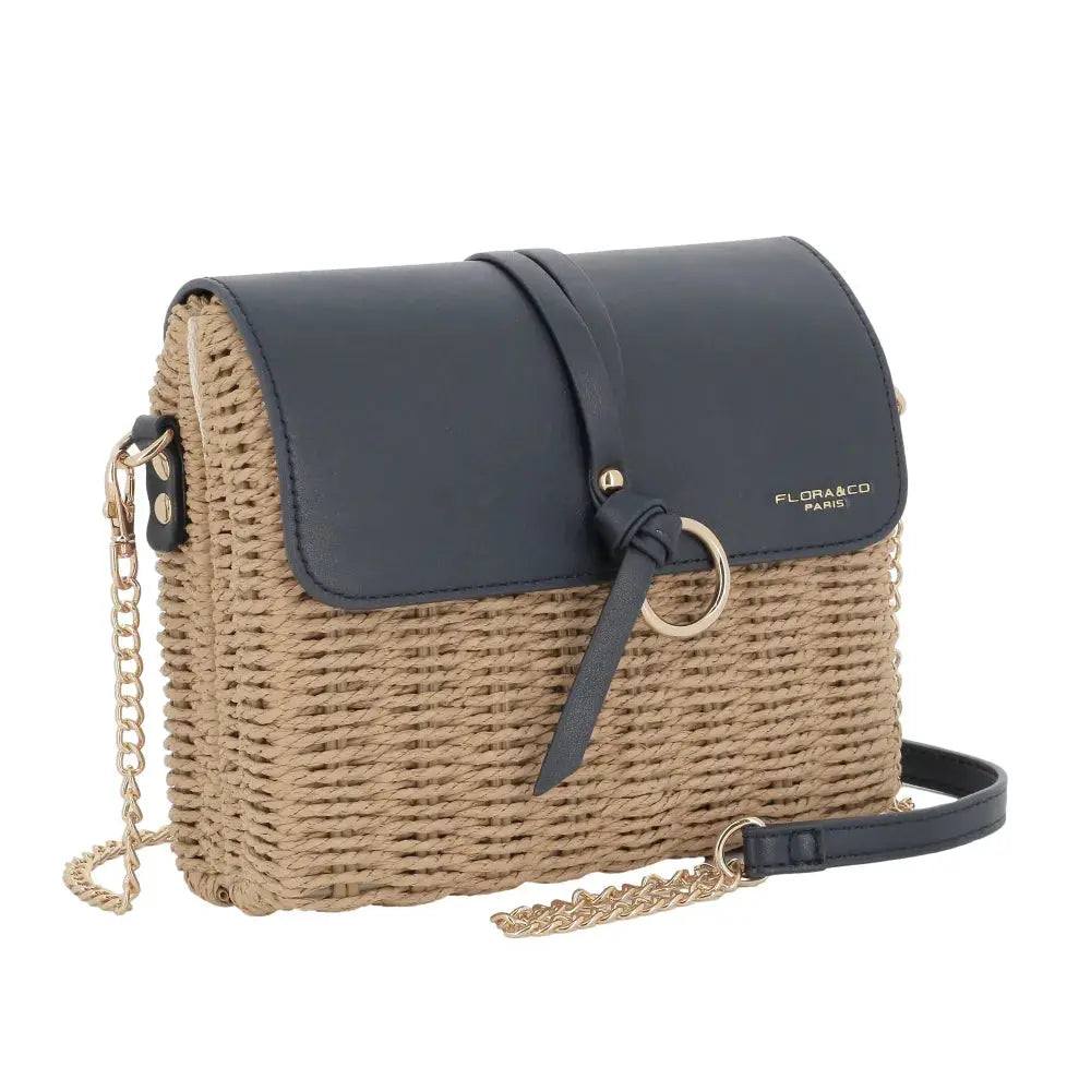 Sac bandoulière chaîne en paille Bleu Flora & co
