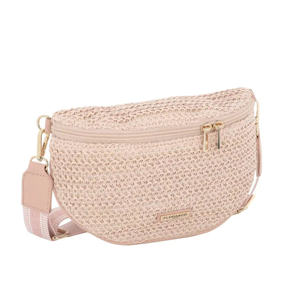 Sac banane paille tressé Rose Flora & co