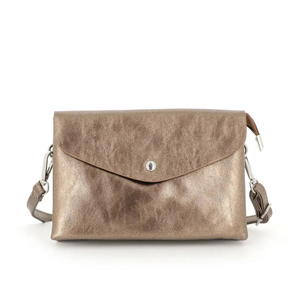 Sac bandoulière femme irisé rabat Marron Métal Flora & co