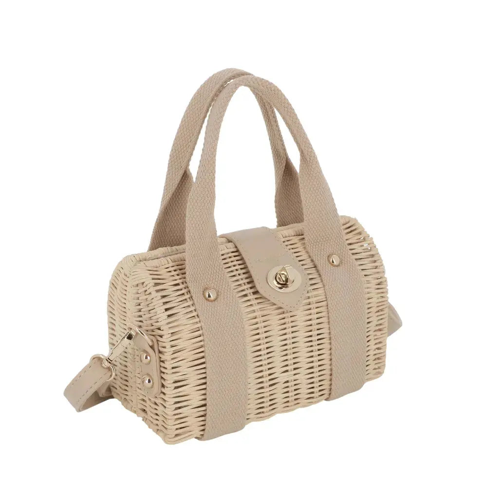 Petit sac bandoulière estival en paille  Beige Taupe Flora & co