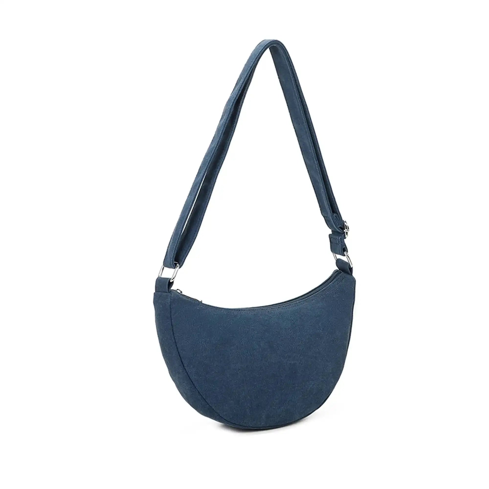 Gallantry Sac bandoulière demi-lune canvas femme bleu
