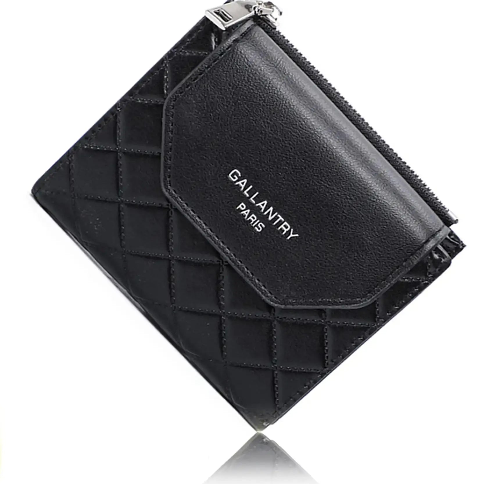 Gallantry Portefeuille monnaie femme matélatissé noir