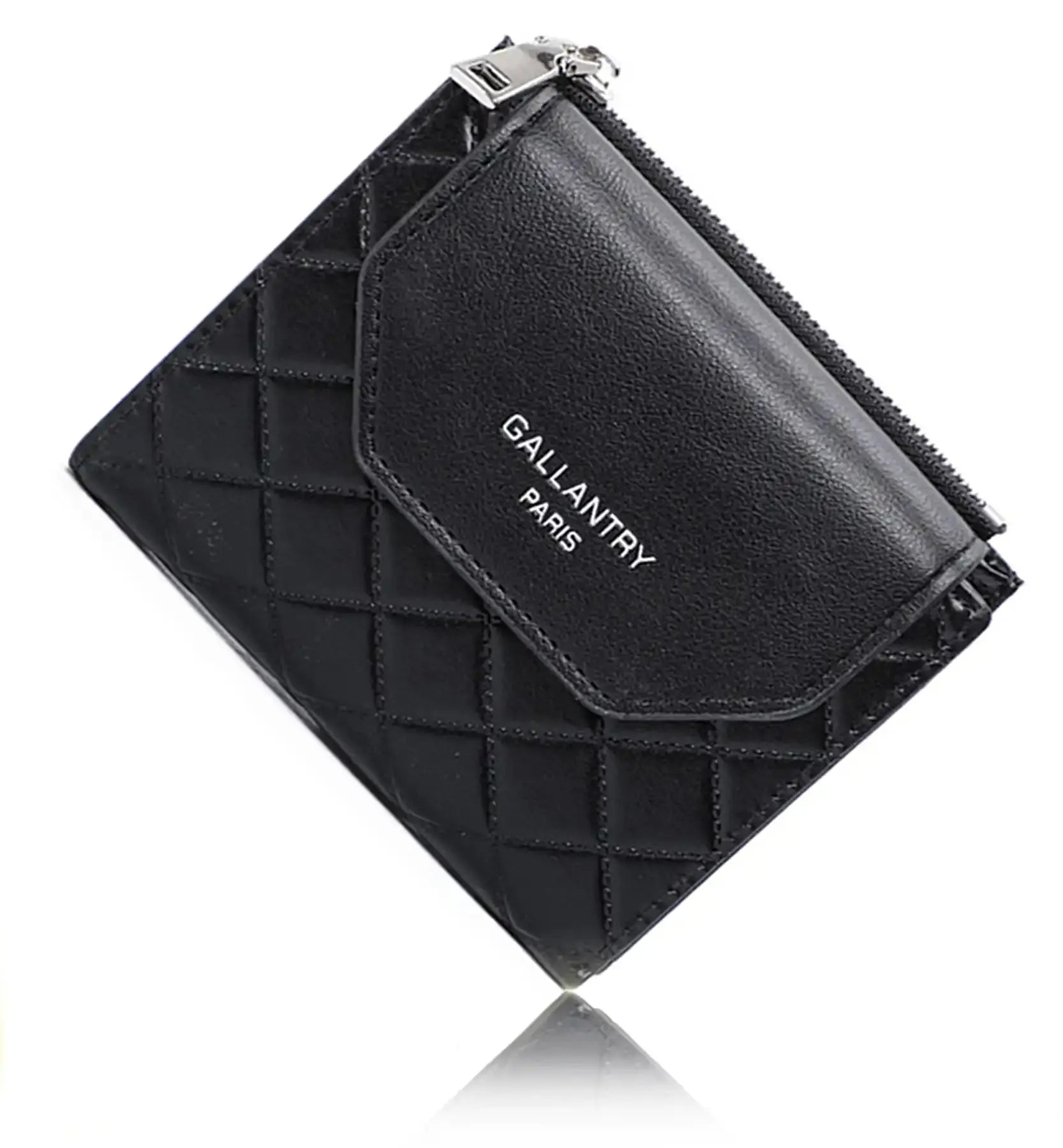 Gallantry Portefeuille monnaie femme matélatissé noir