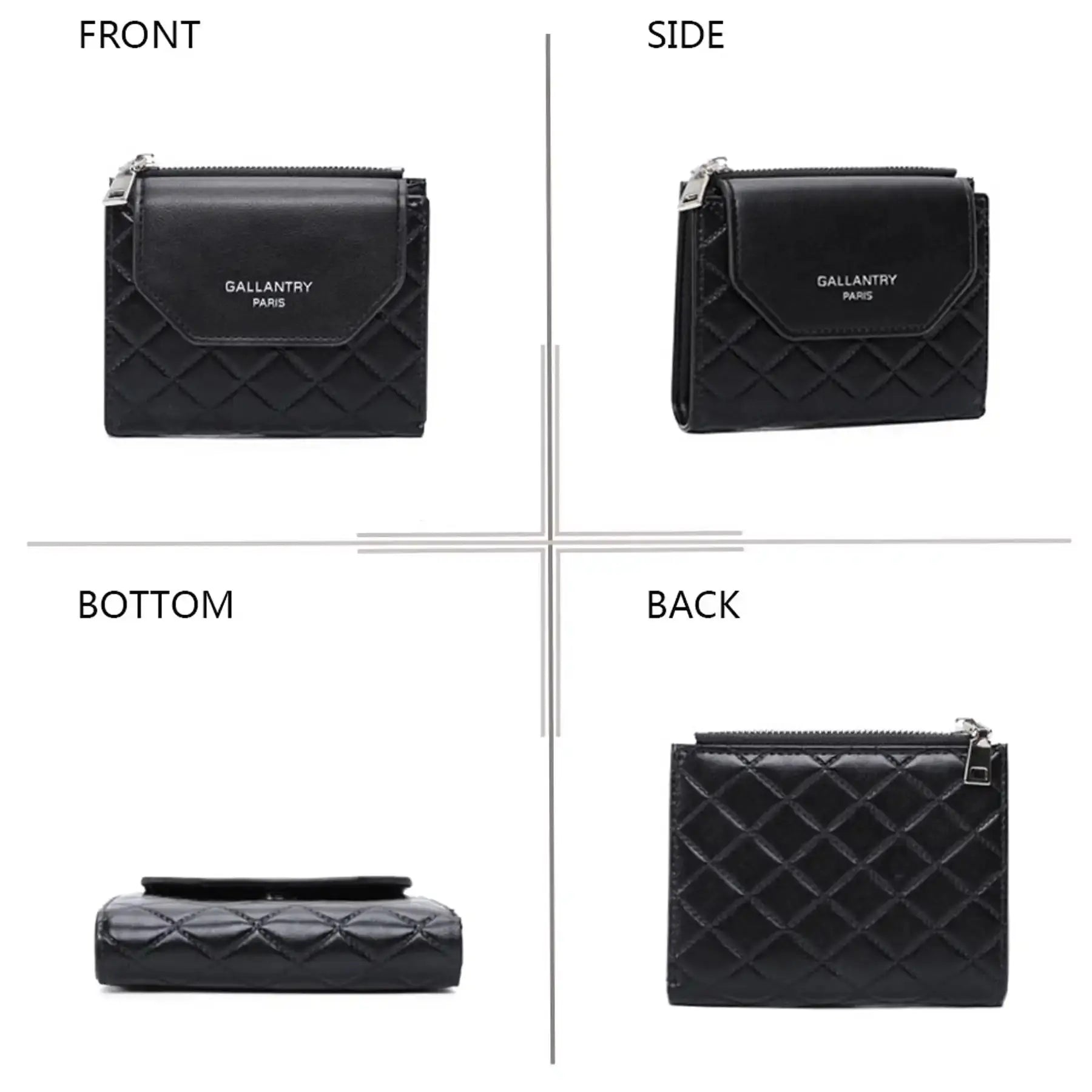 Gallantry Portefeuille monnaie femme matélatissé noir