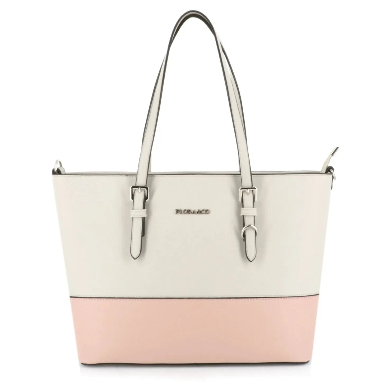 Flora & co Sac cabas femme format a4 saffiano gris rose