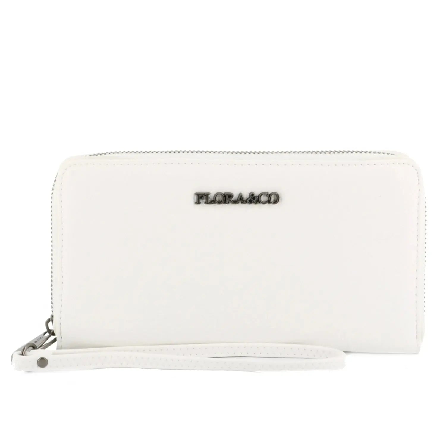 Flora & co Portefeuille femme tout-en-un grainé blanc