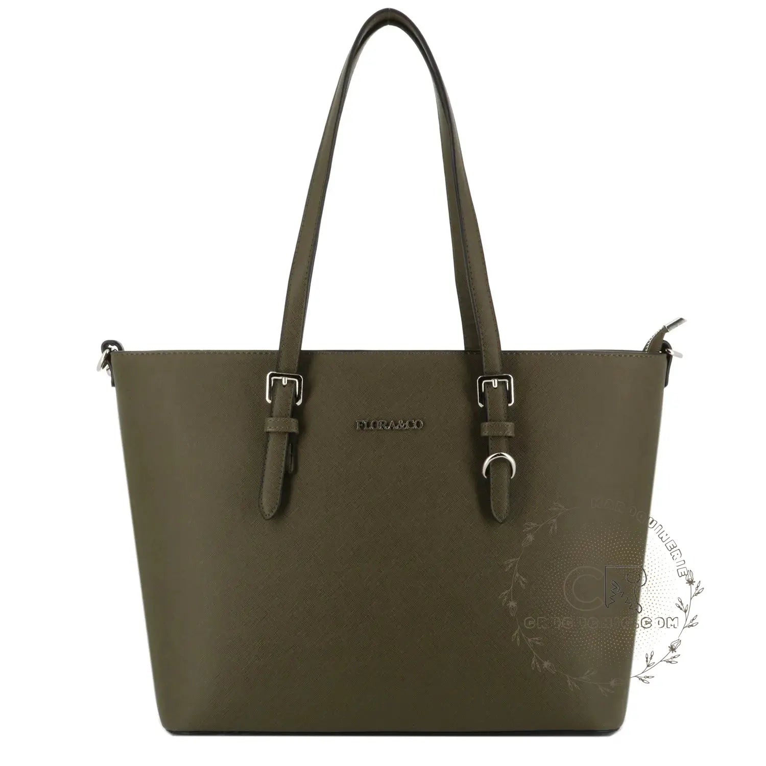 Sac cabas femme format a4 saffiano kaki Flora & co