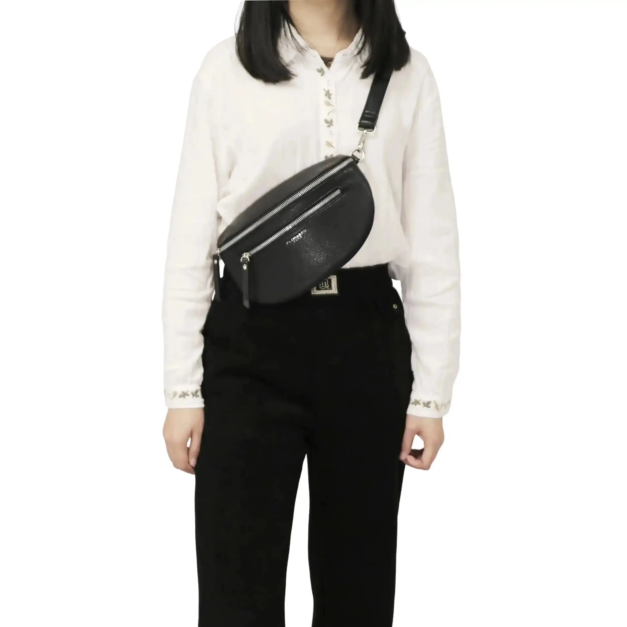 Flora & co Sac banane bandoulière femme multipoches bleu