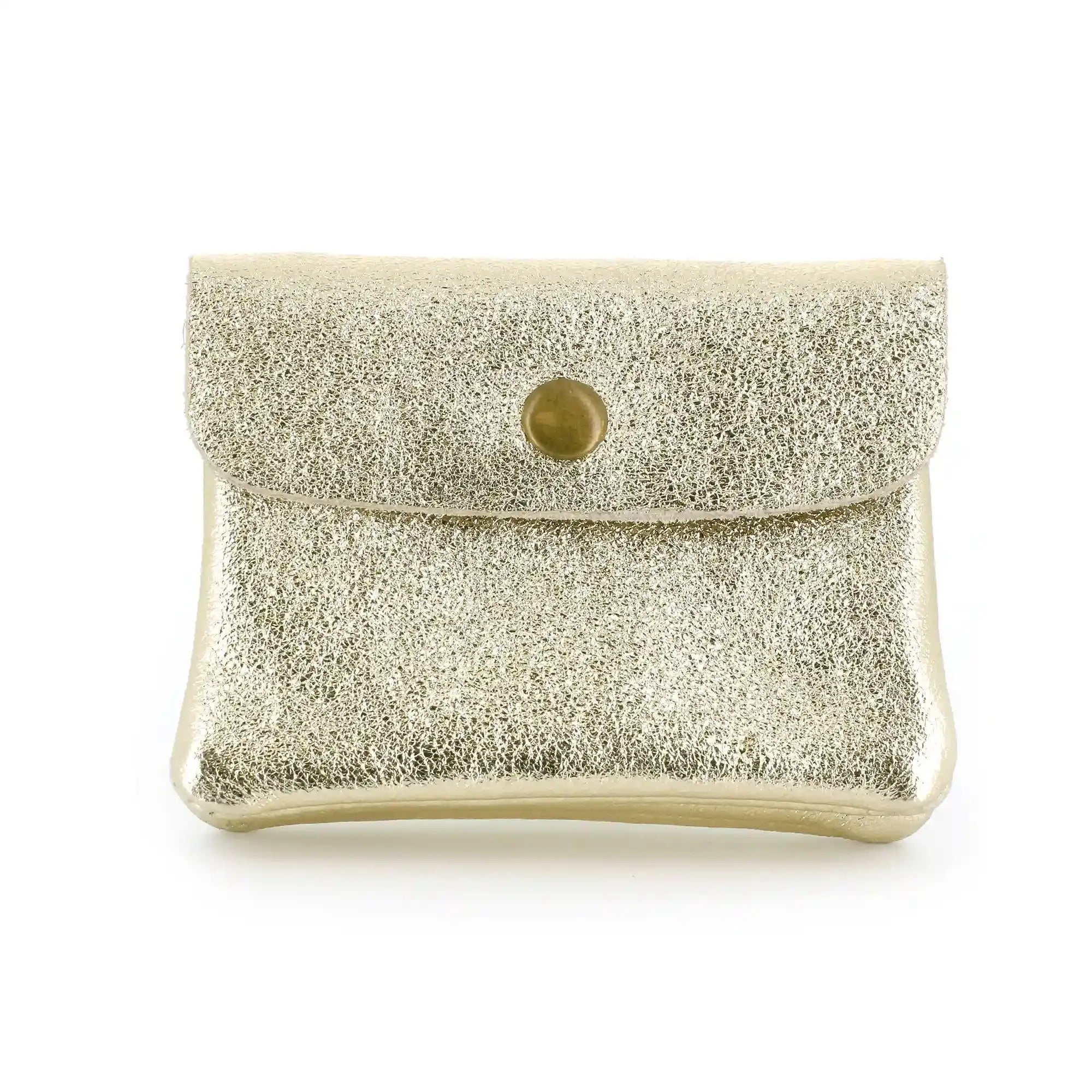 Made in Italy Porte-monnaie femme court cuir irisé 041 or