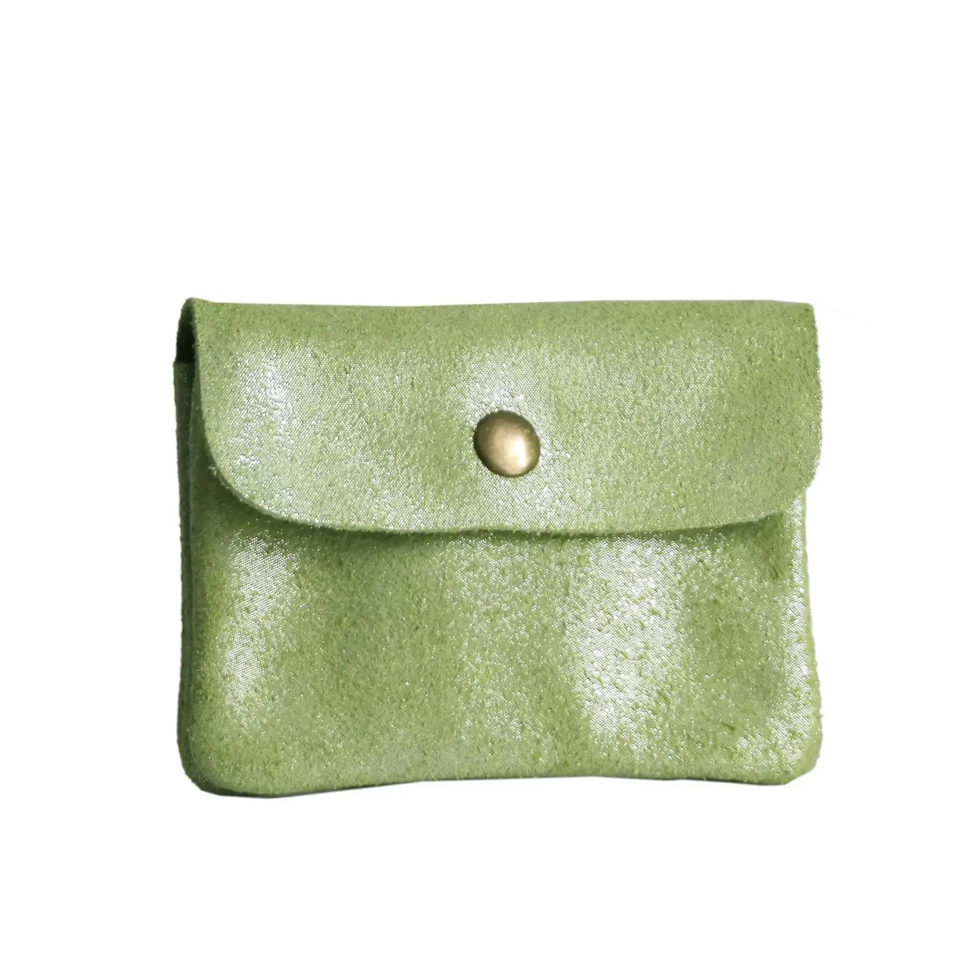 Made in Italy Porte-monnaie femme cuir daim irisé 044 vert