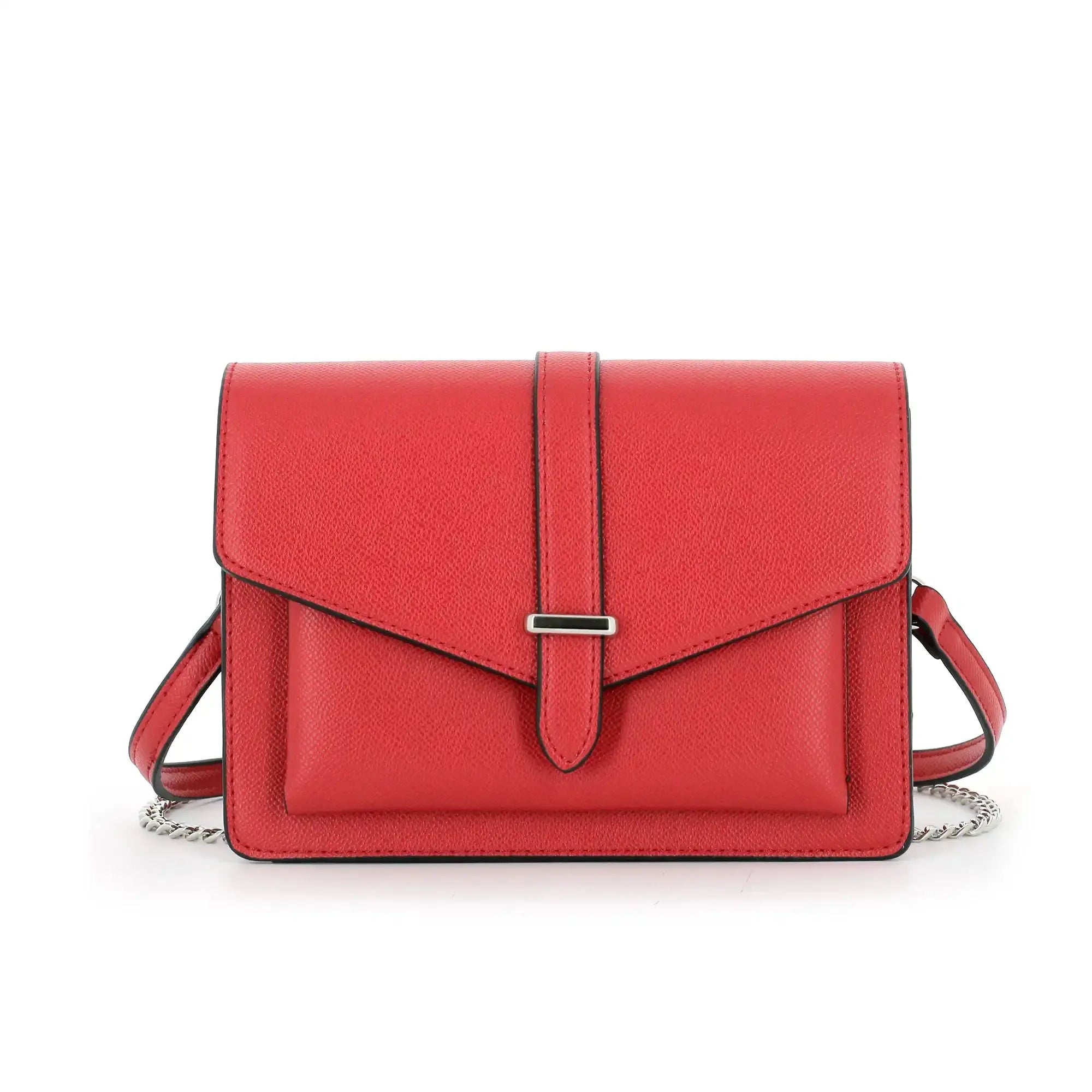 Flora & co Sac double bandoulières chaîne à magnétique rouge