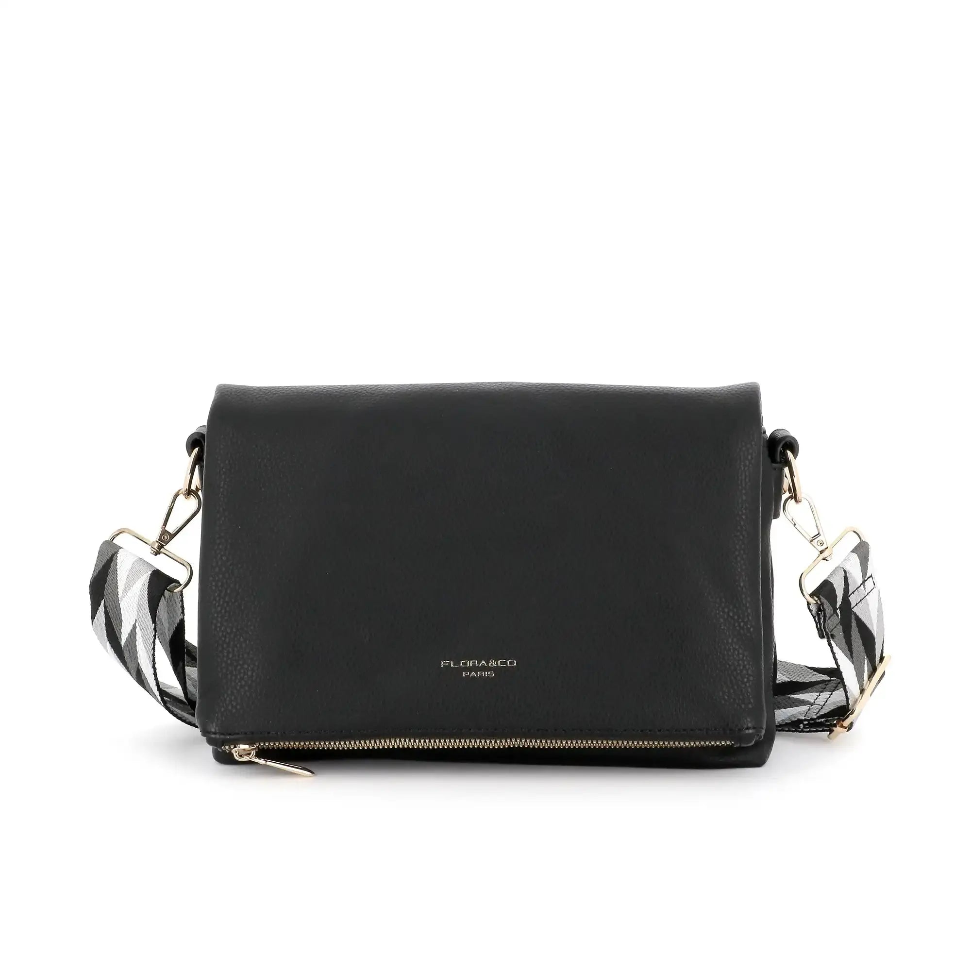 Flora & co Sac bandoulière large multipoches noir