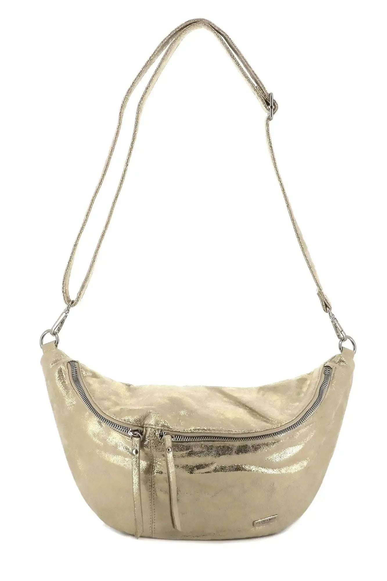 Flora & co Sac banane bandoulière femme daim irisé or