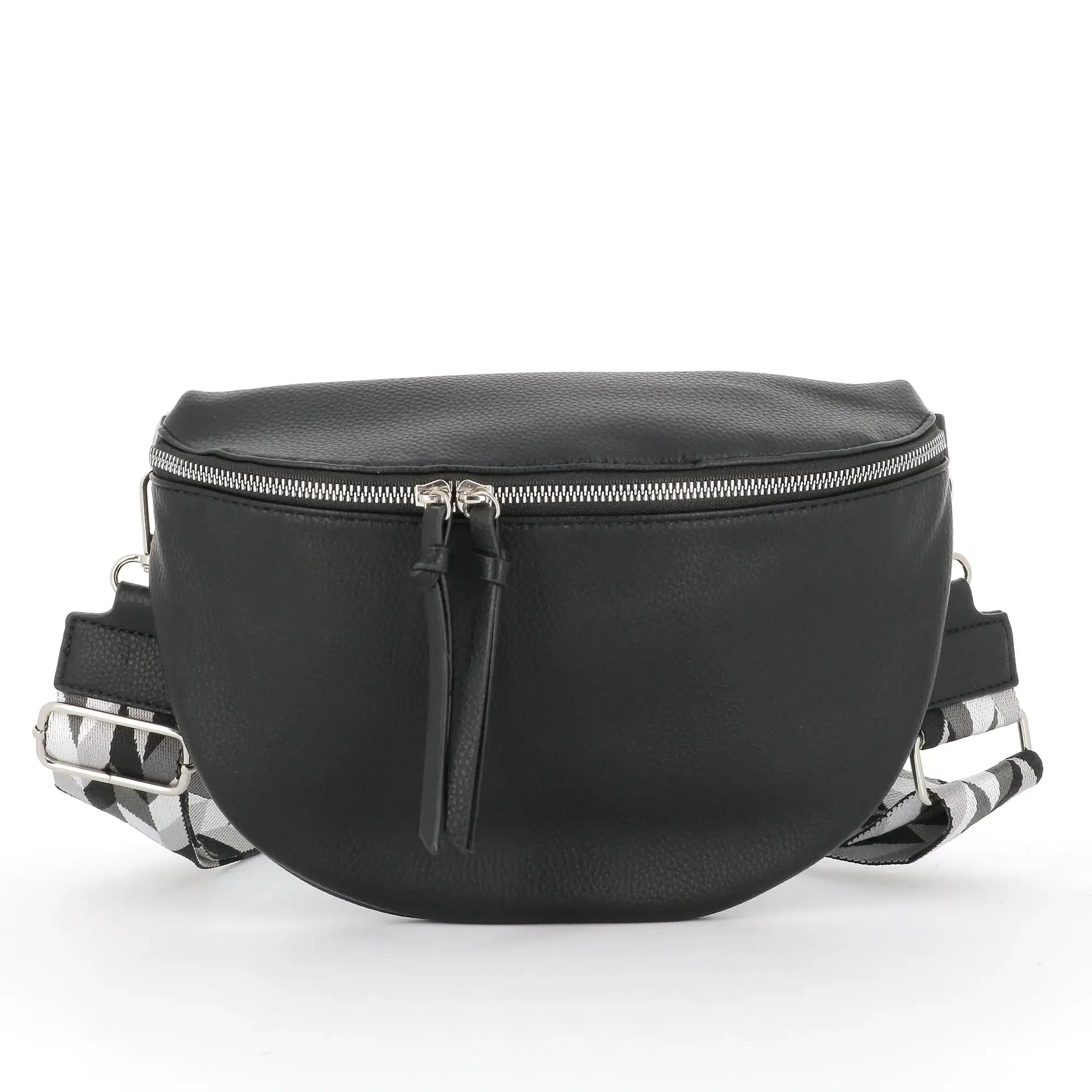 Flora & co Sac banane femme pu cuir grainé noir