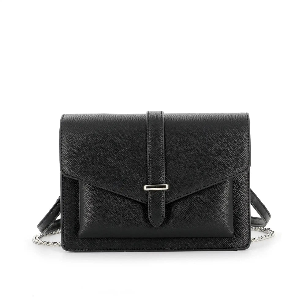Flora & co Sac double bandoulières chaîne à magnétique noir