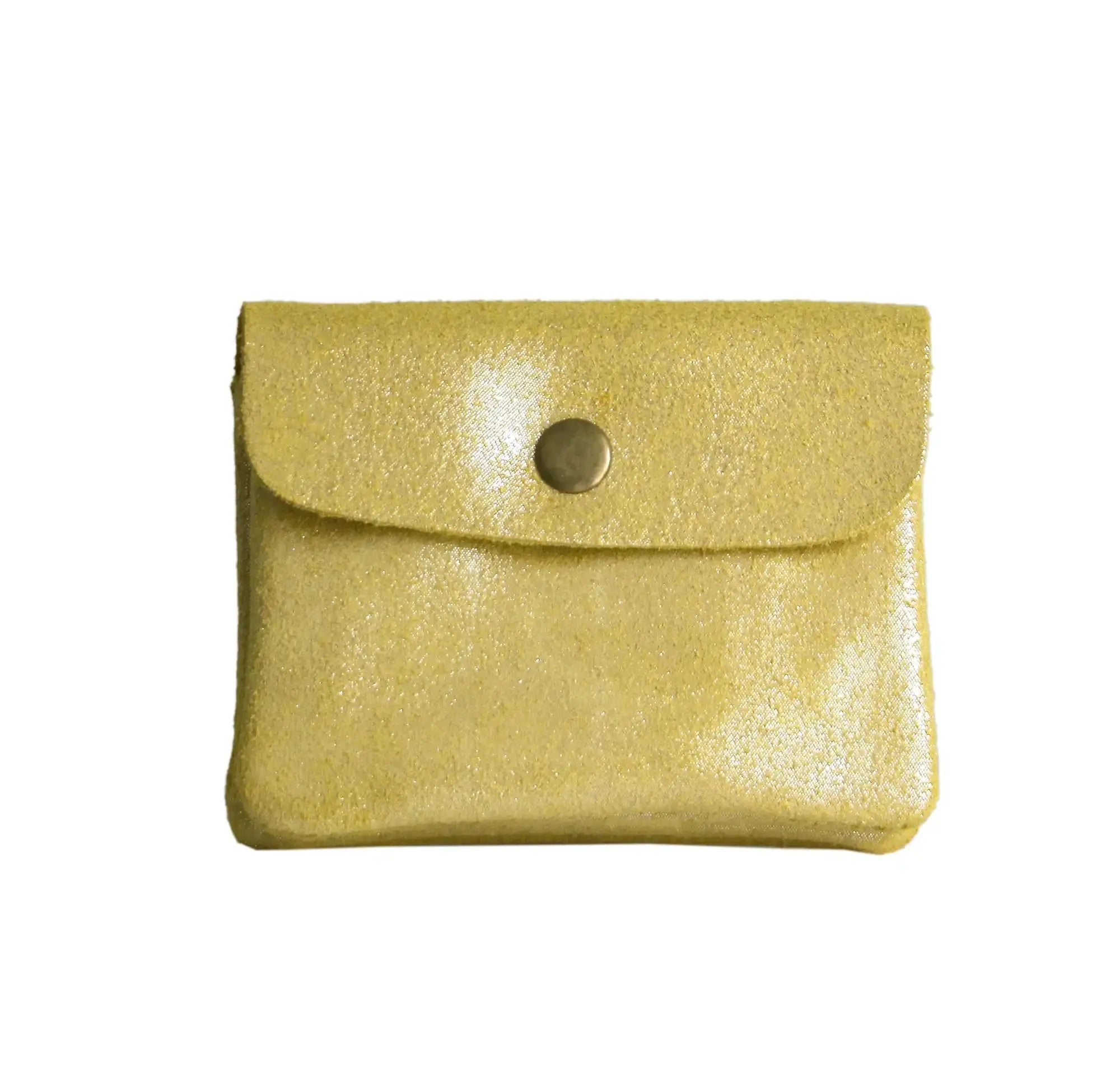 Made in Italy Porte-monnaie femme cuir daim irisé 044 moutarde