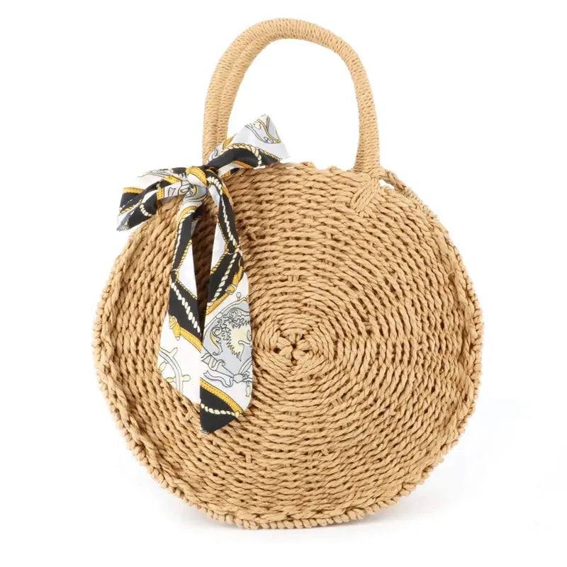 Gallantry Sac à main femme rond paille tressé marron