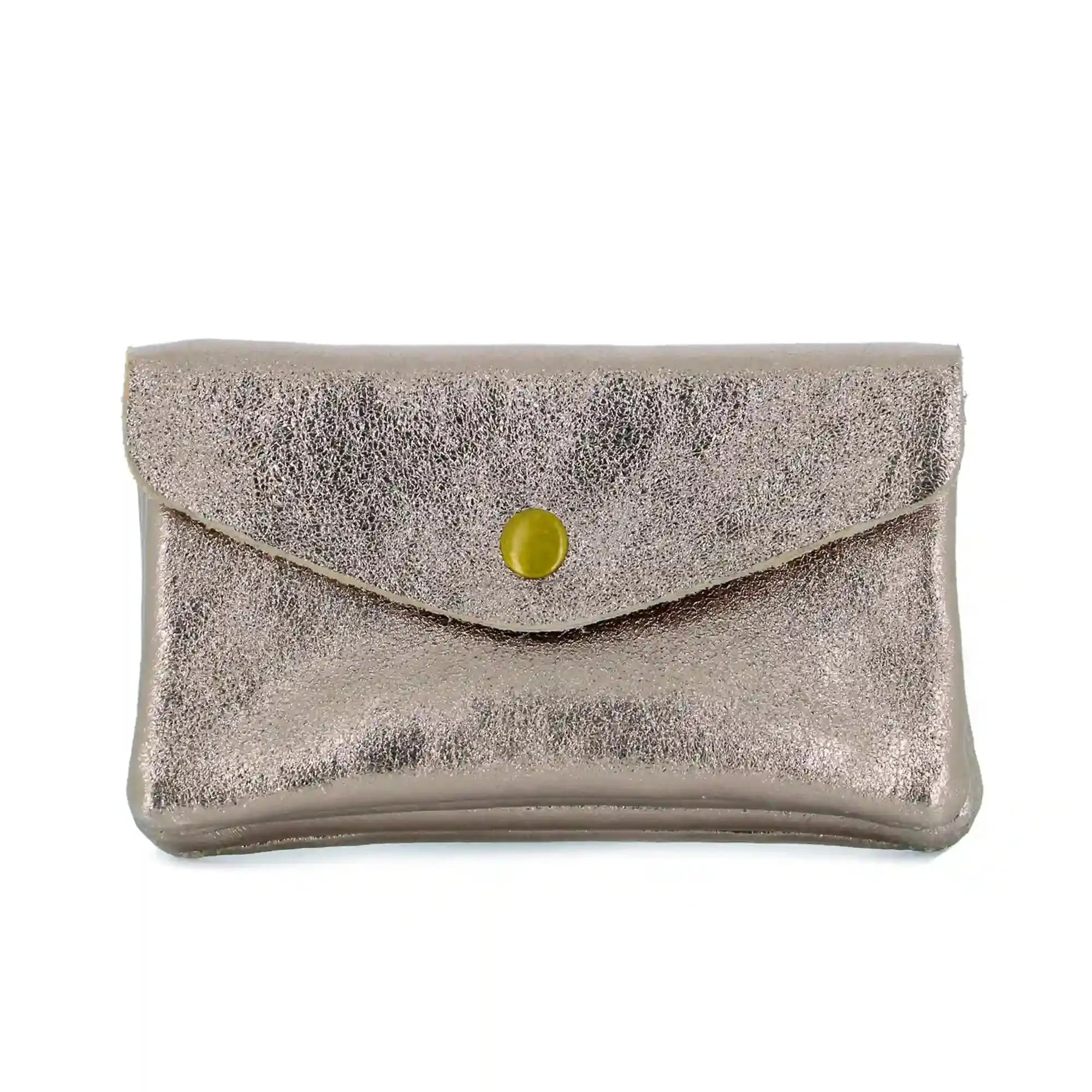 Made in Italy Porte-monnaie cartes femme cuir irisé 051 taupe