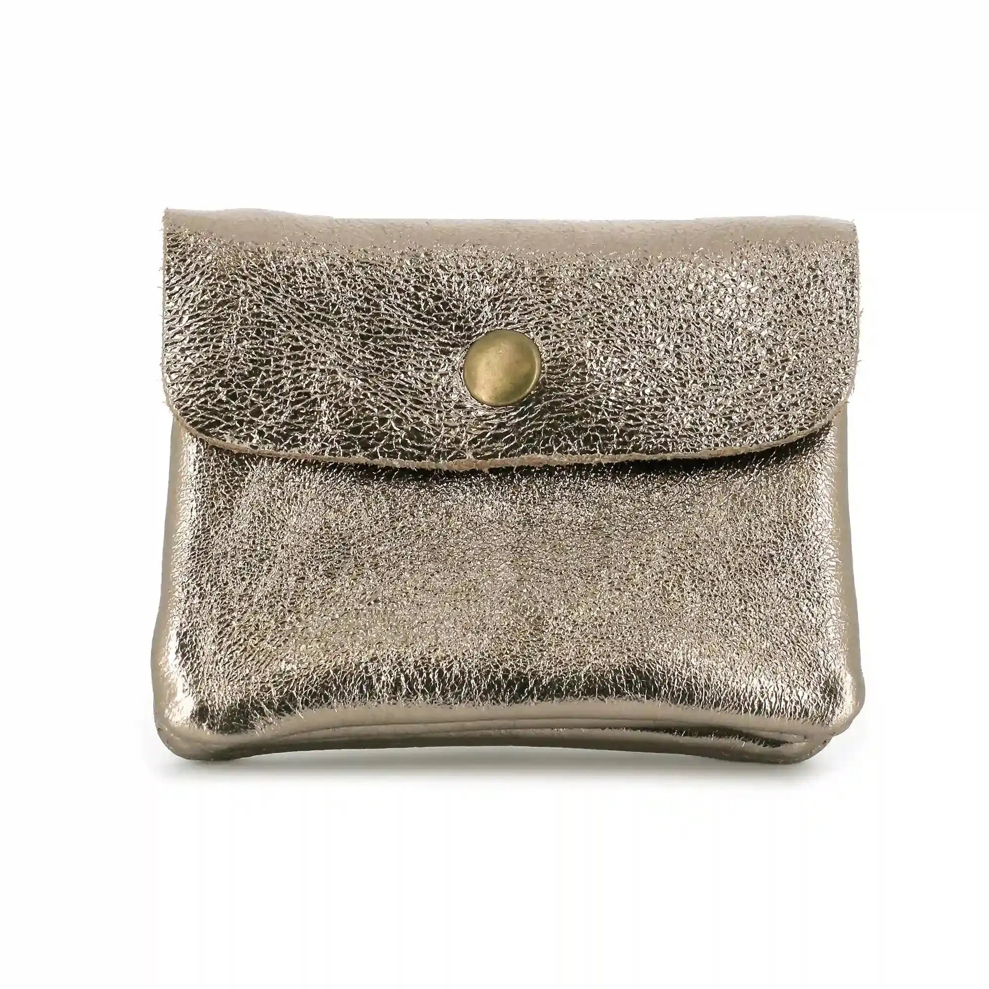 Made in Italy Porte-monnaie femme court cuir irisé 041 taupe
