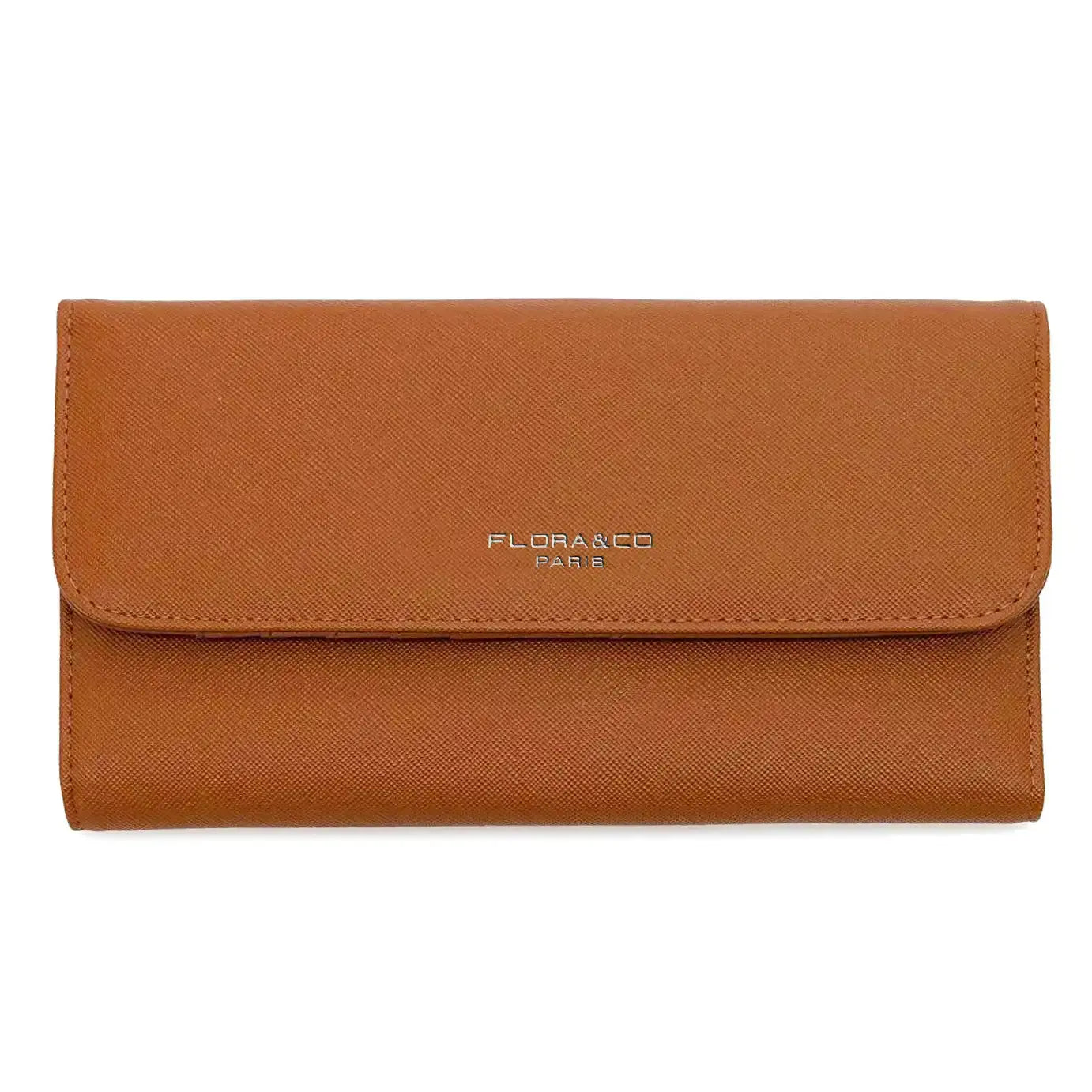 Flora & co Portefeuille chéquier femme tout en un camel