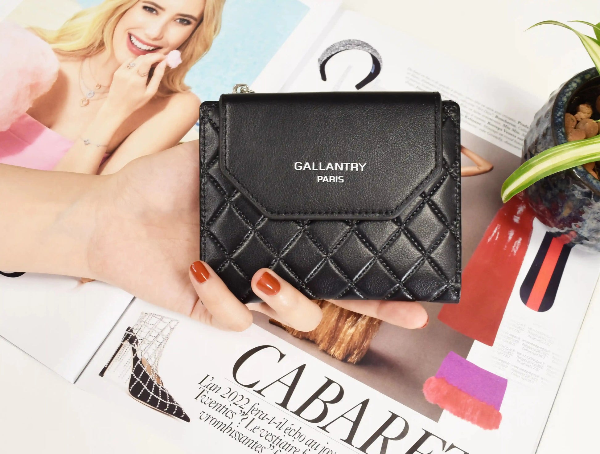 Gallantry Portefeuille monnaie femme matélatissé noir