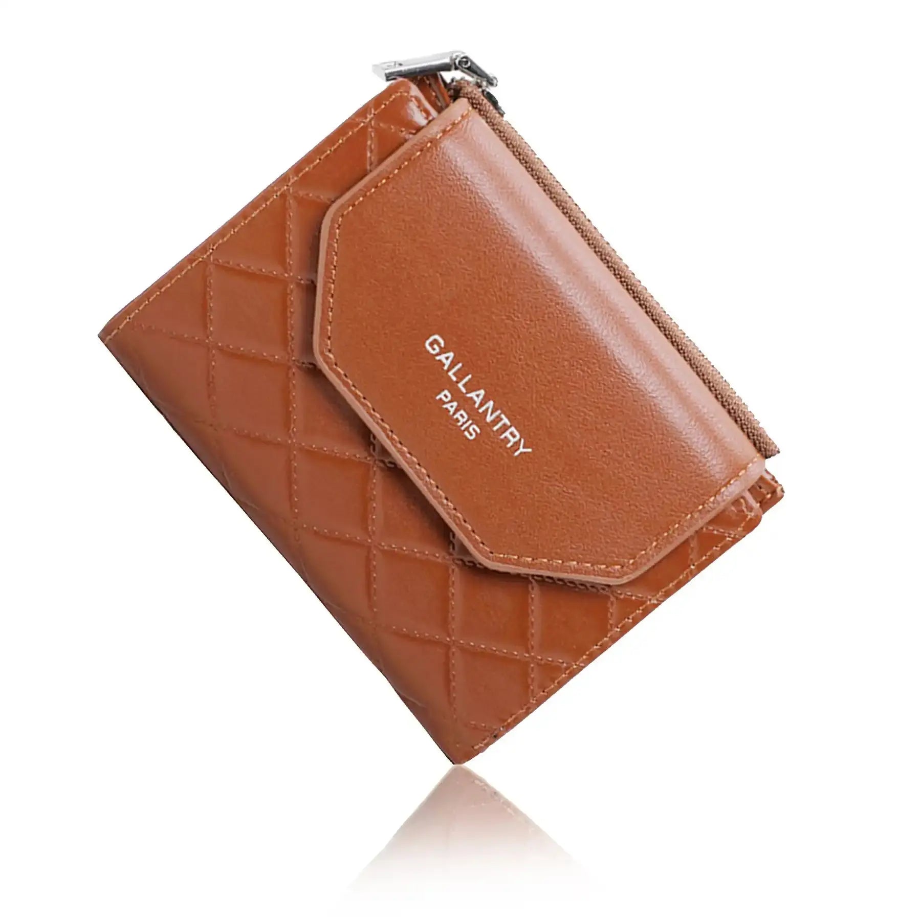 Gallantry Portefeuille monnaie femme matélatissé marron