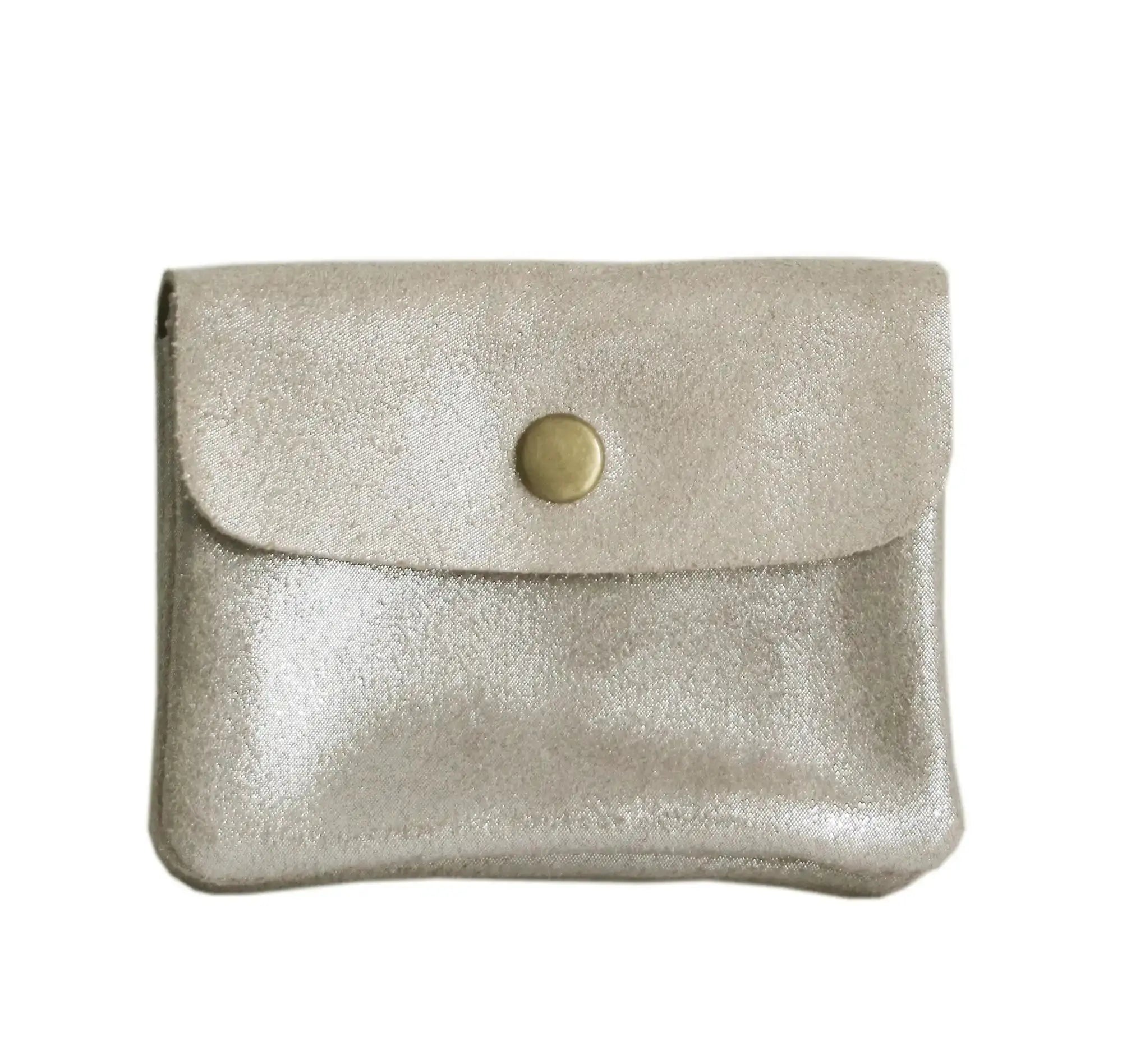Made in Italy Porte-monnaie femme cuir daim irisé 044 taupe