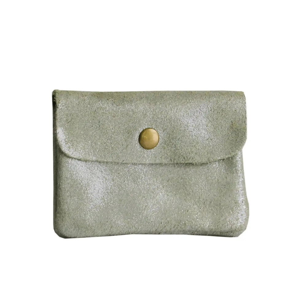 Made in Italy Porte-monnaie femme cuir daim irisé 044 olive