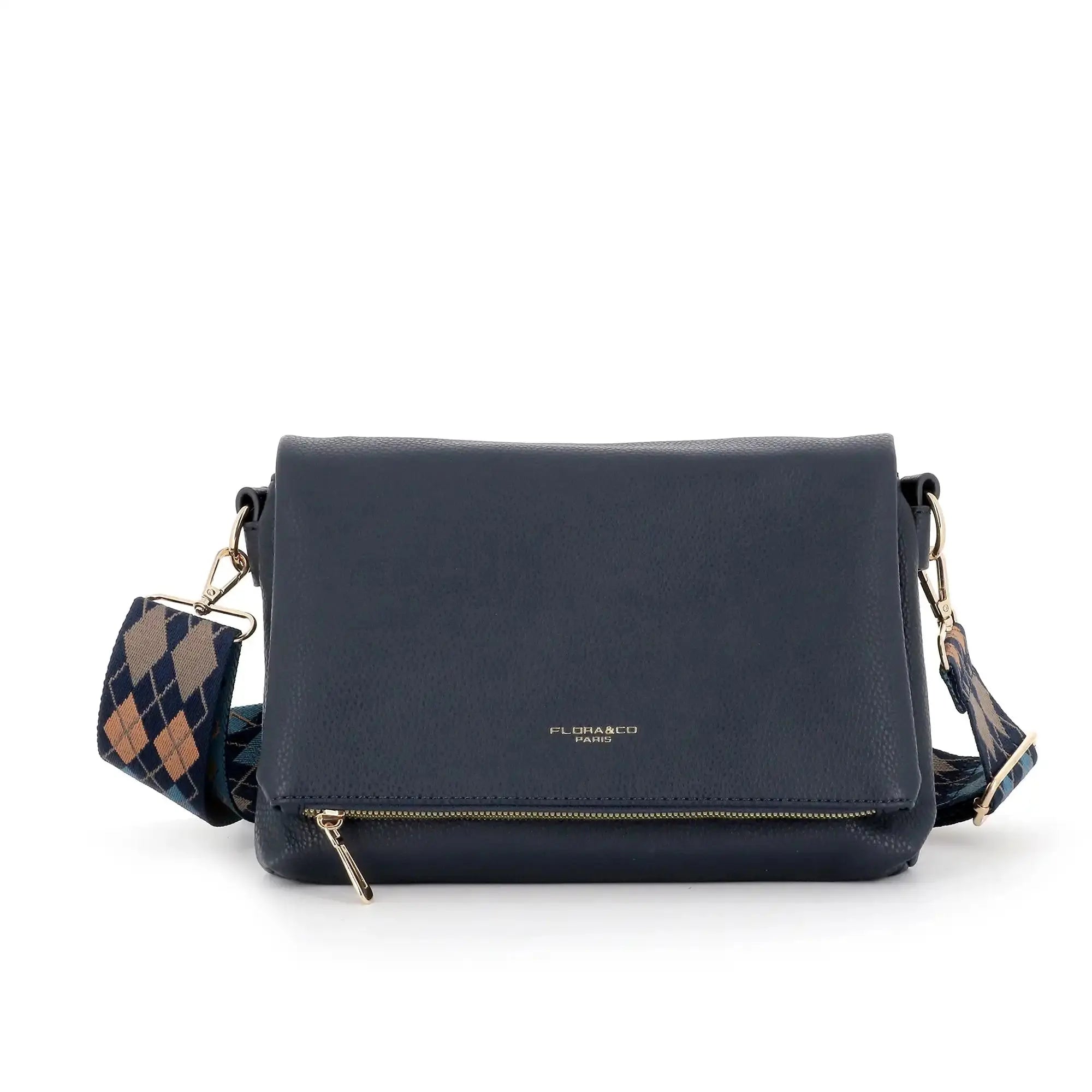 Flora & co Sac bandoulière large multipoches bleu
