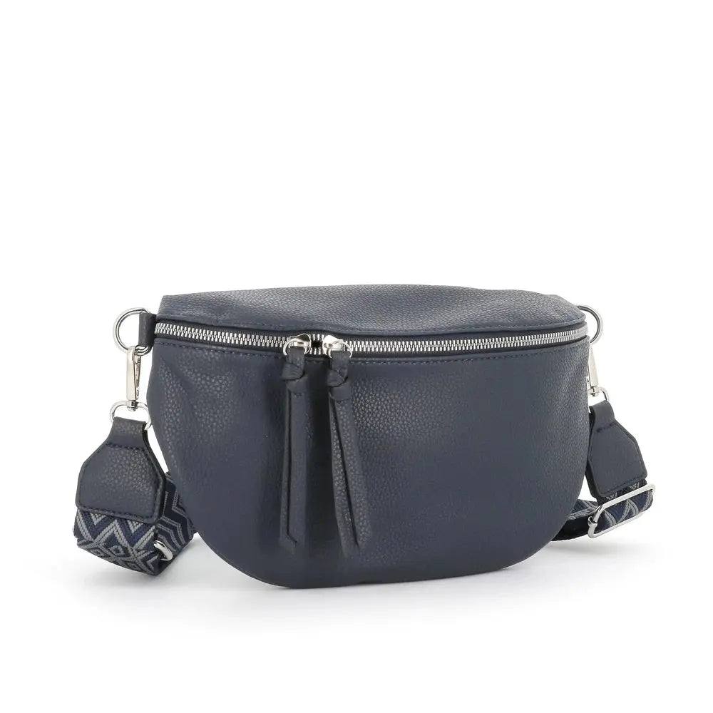 Flora & co Sac banane femme pu cuir grainé bleu