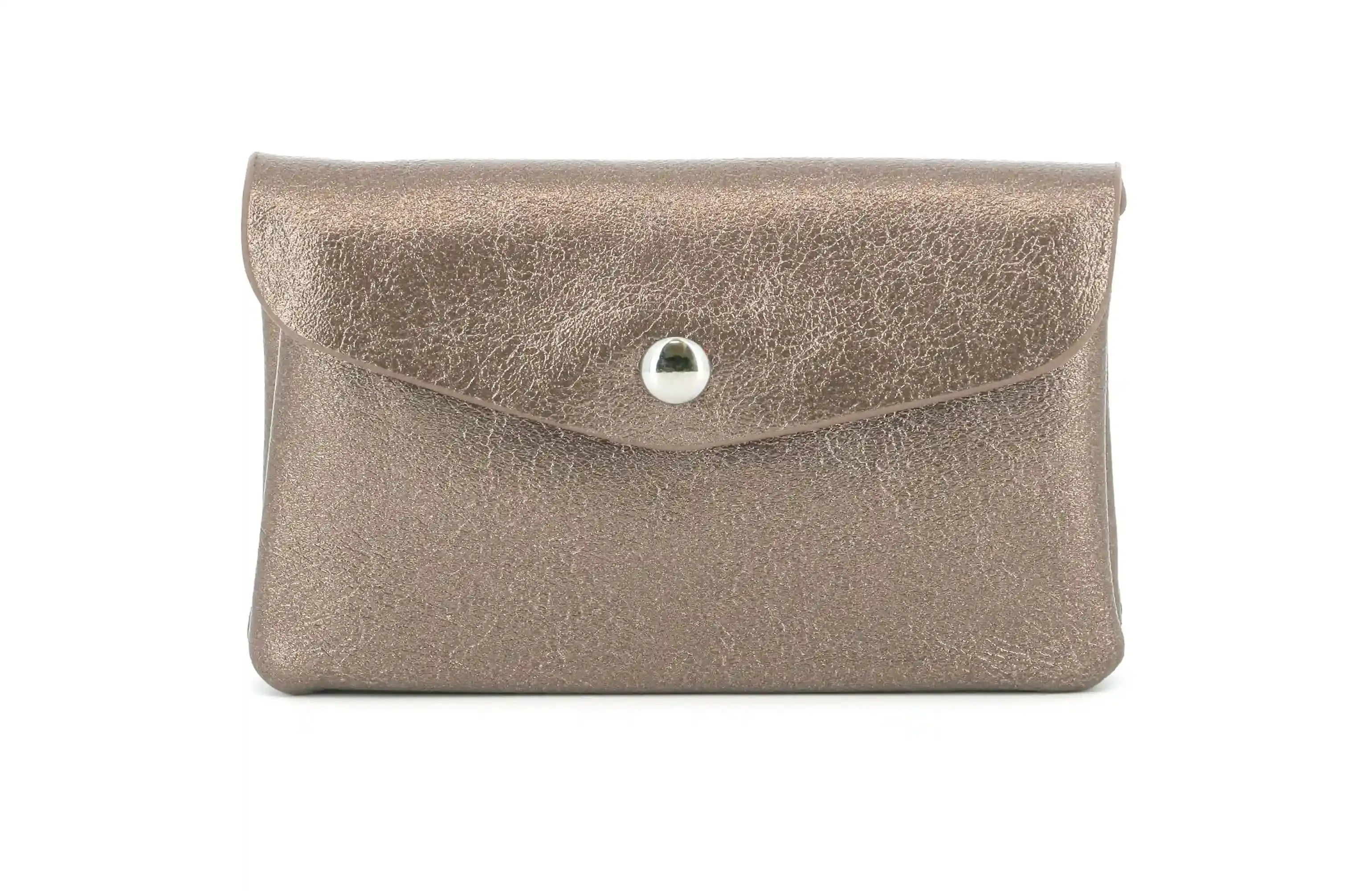 Flora & co Porte-monnaie femme irisé enveloppe marron métal