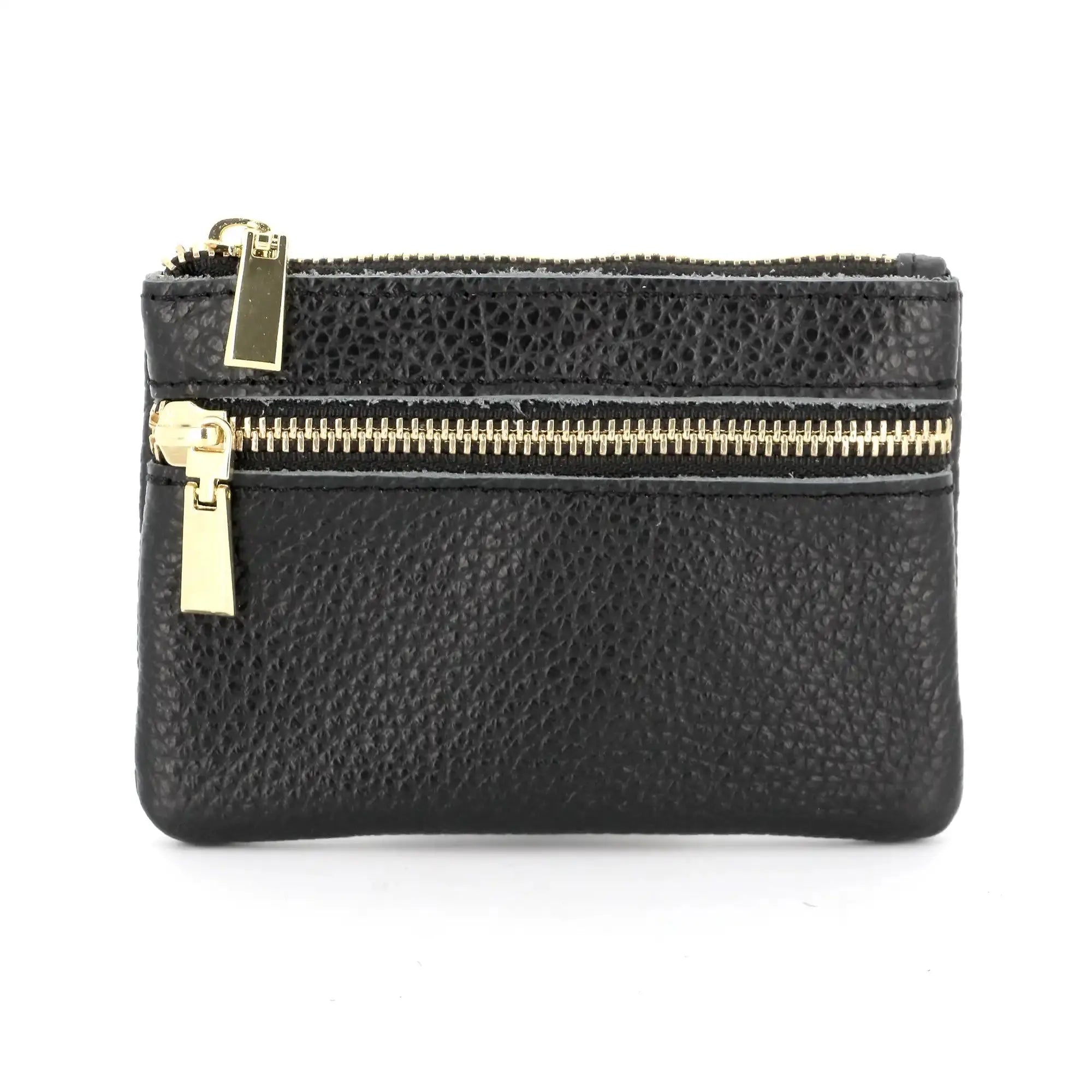 Made in Italy Porte-Monnaie pochette cuir grainé femme Noir