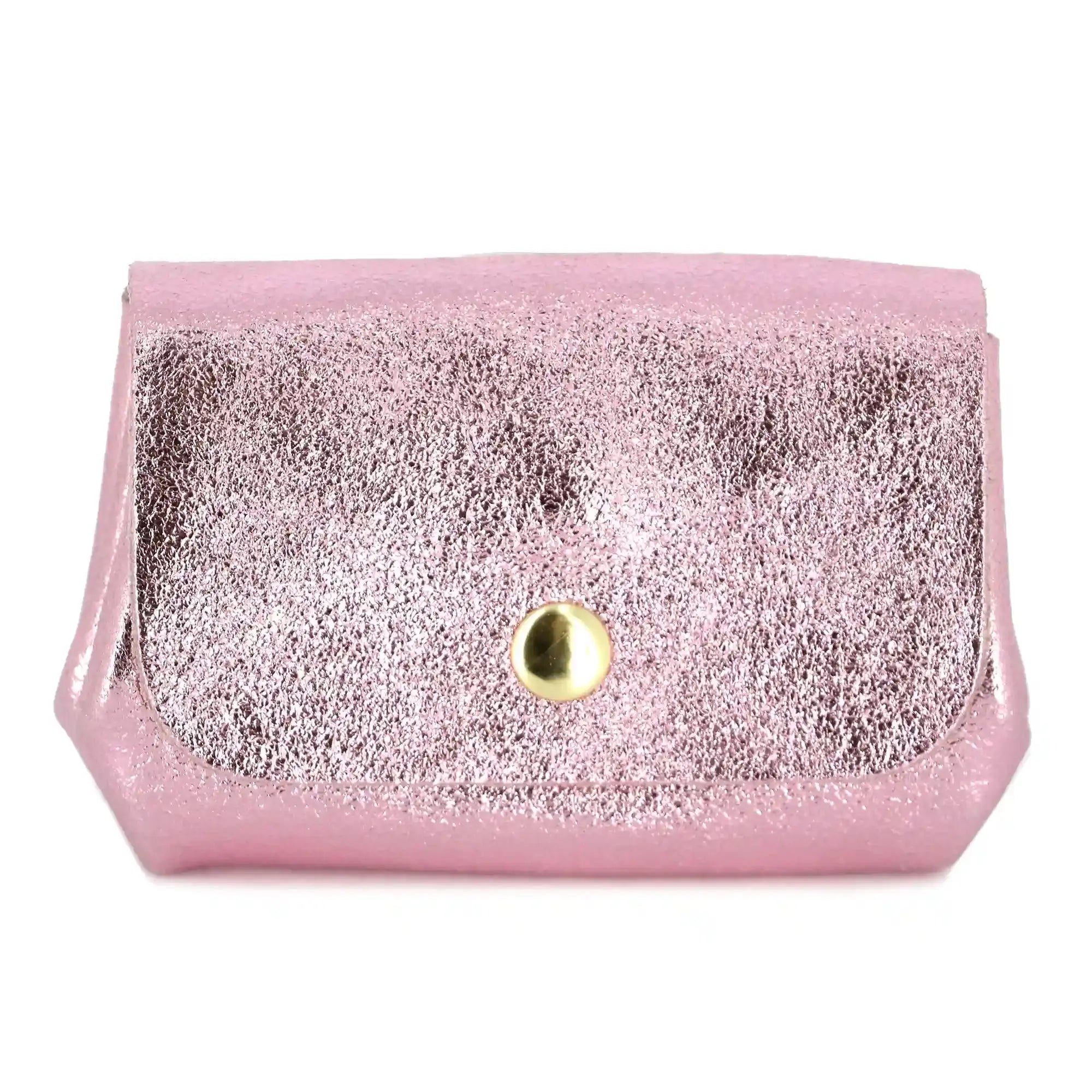 Made in Italy Porte-monnaie femme cuir irisé 04 rose