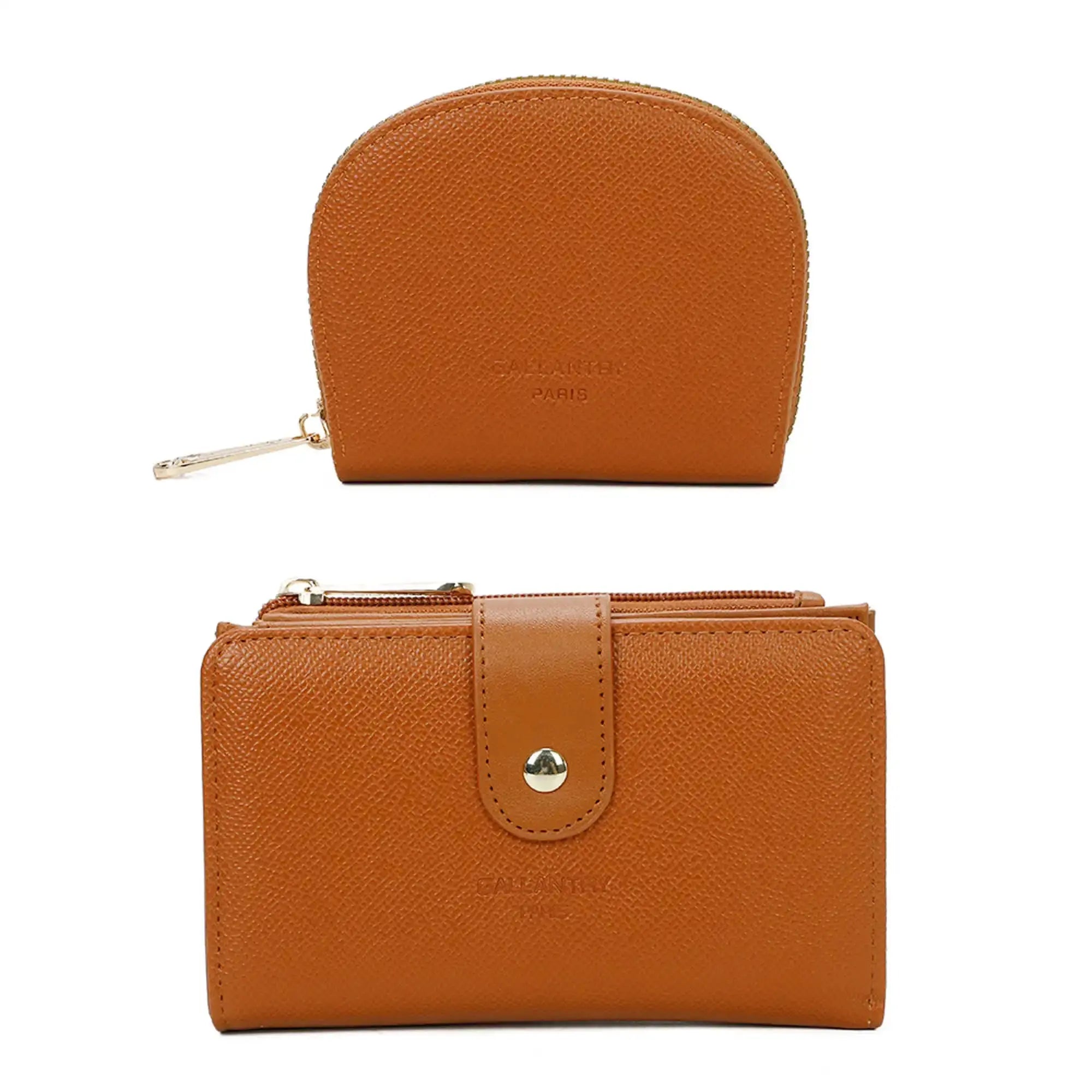 Gallantry Coffret de 2 portefeuille porte-carte femme camel