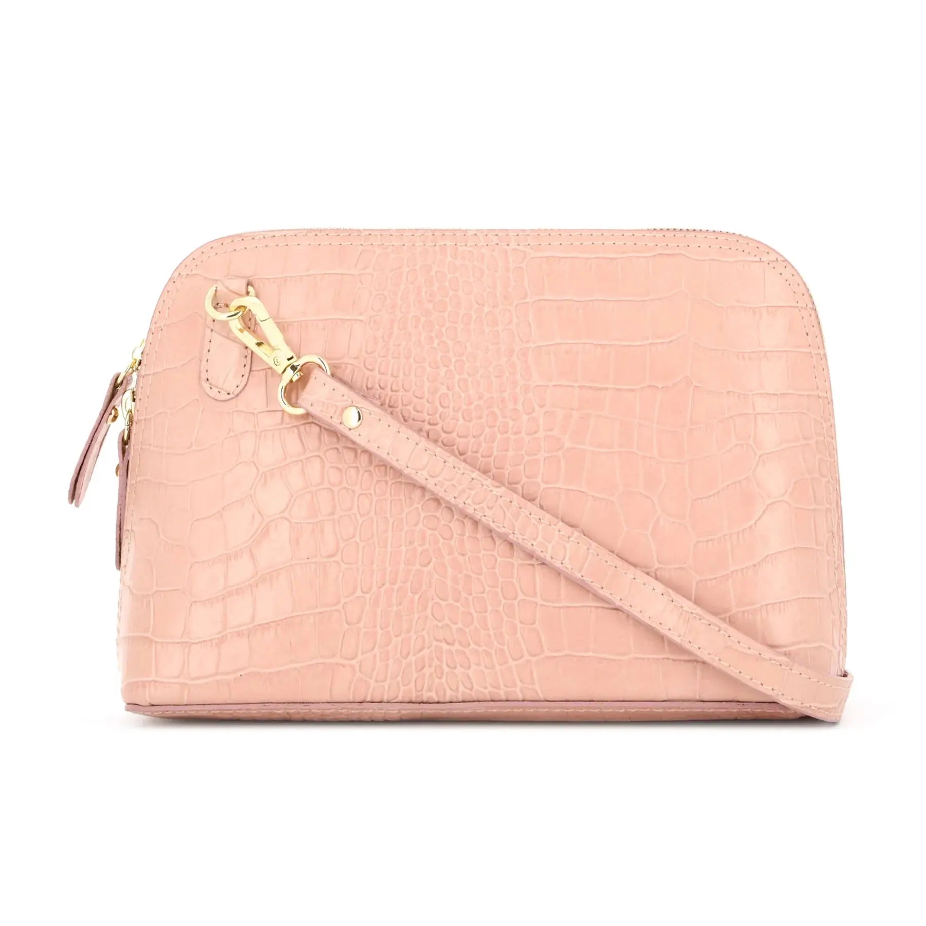 Made in Italy Sac dôme bandoulière femme cuir rose