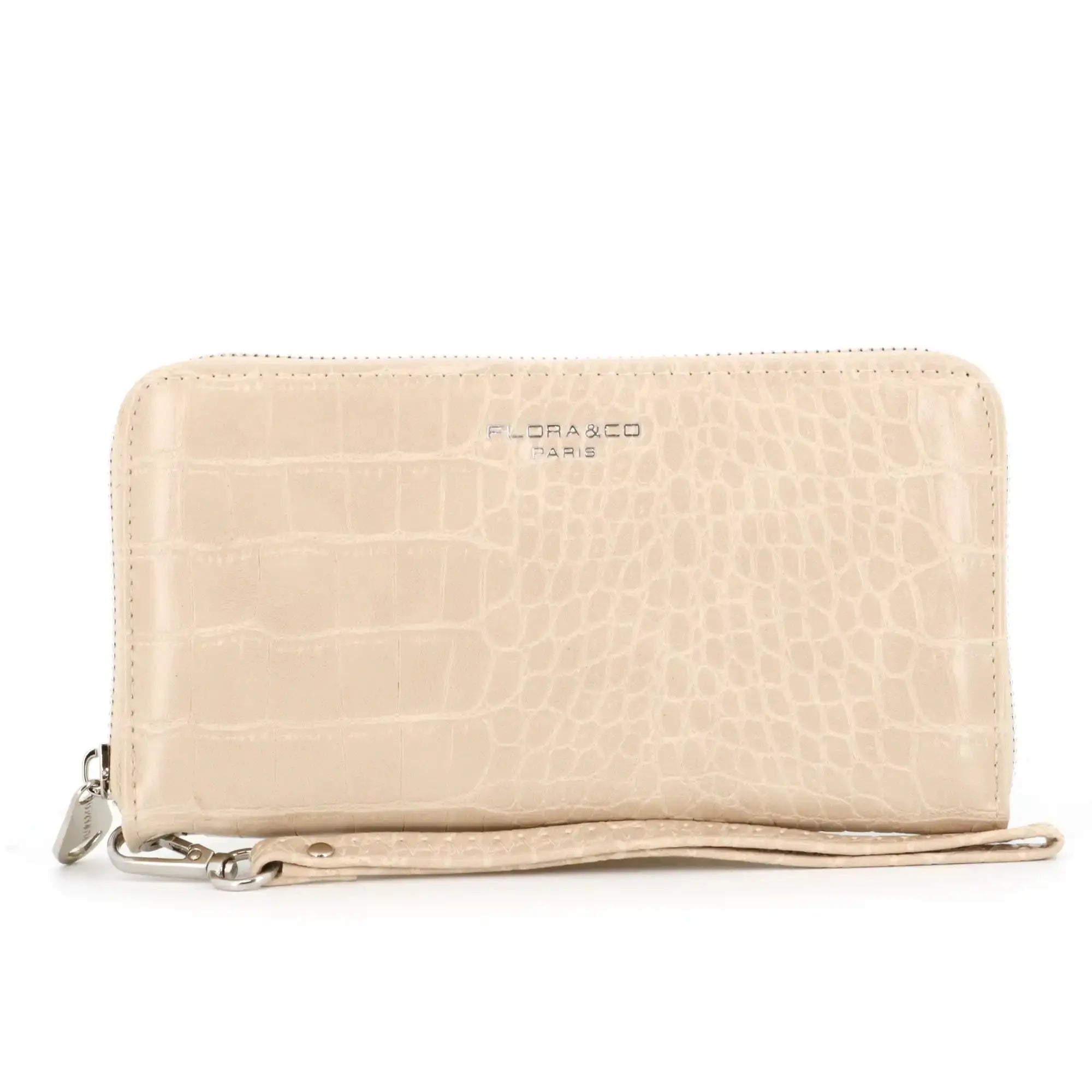 Flora & co Portefeuille femme brillant pu cuir croco beige