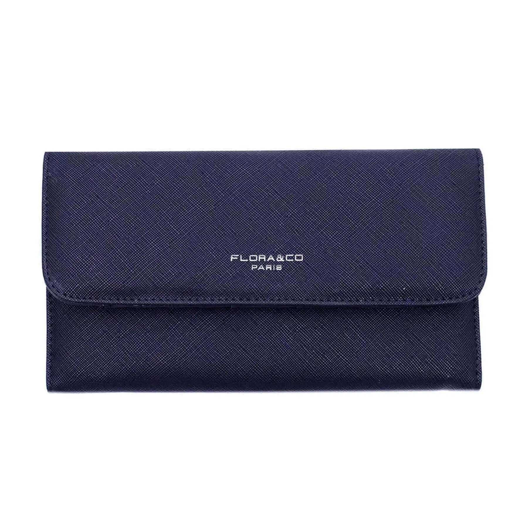 Flora & co Portefeuille chéquier femme tout en un bleu marine