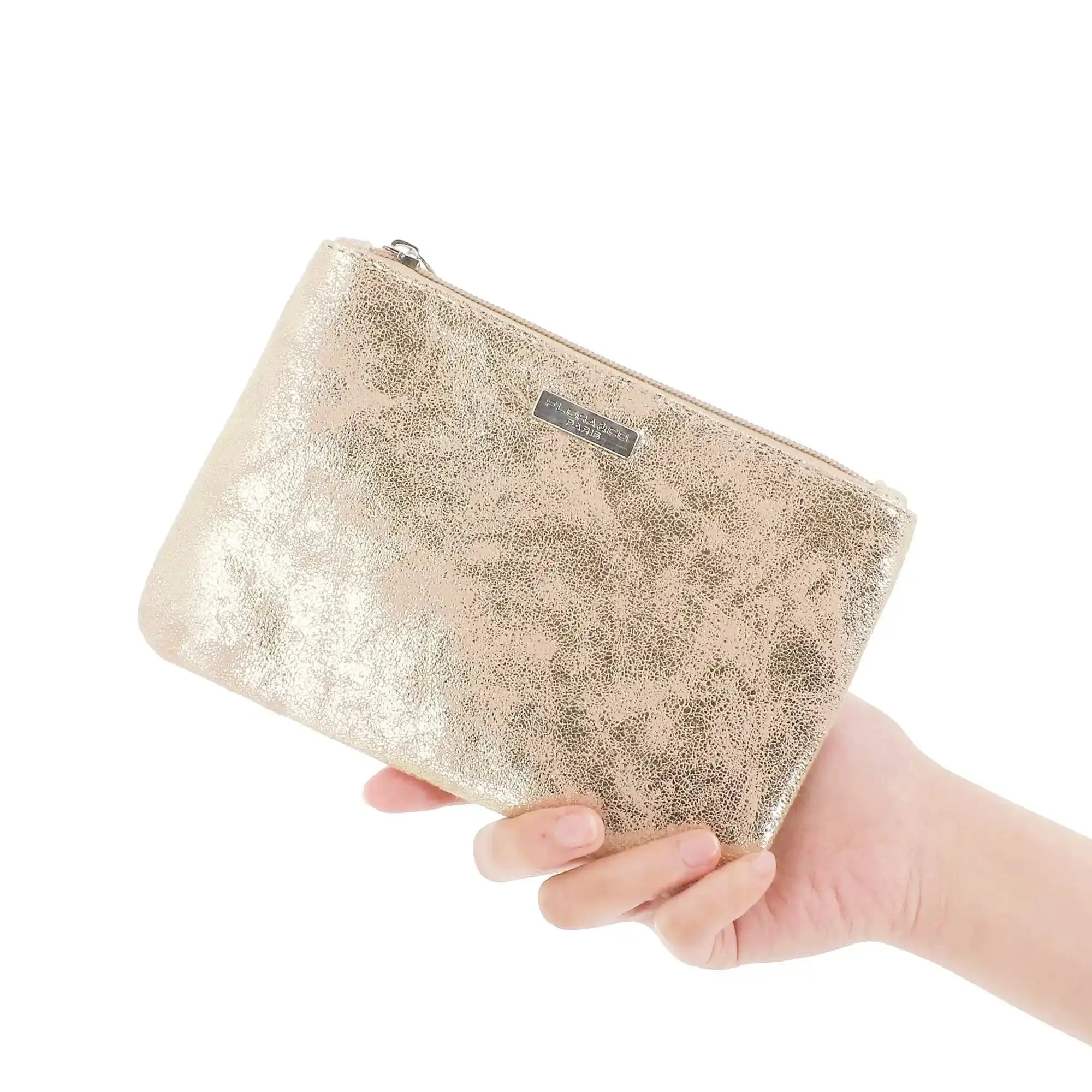 Flora & co Pochette femme suédine irisé or