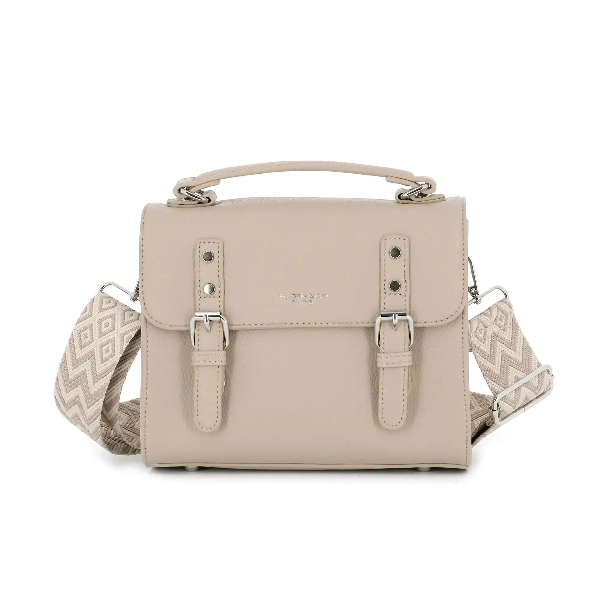 Flora & co Sac cartable bandoulière femme broderie beige